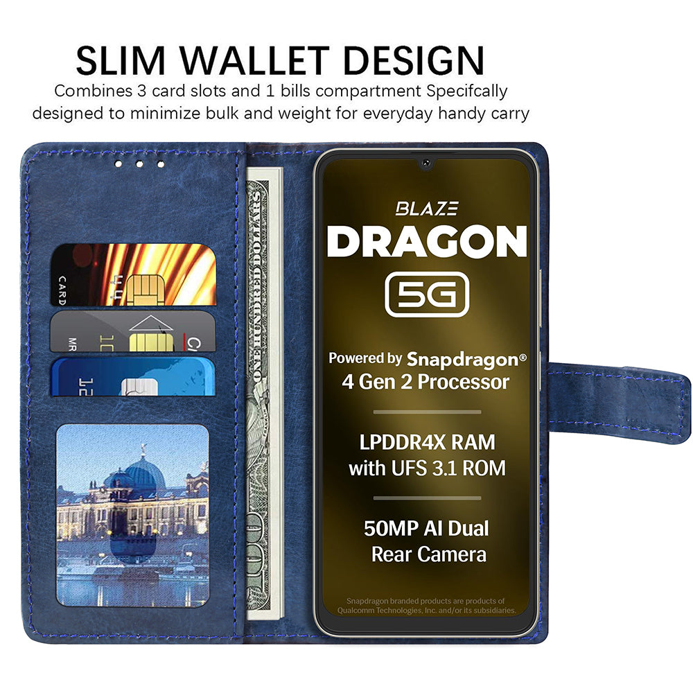 Premium Wallet Flip Cover for Lava Blaze Dragon 5G