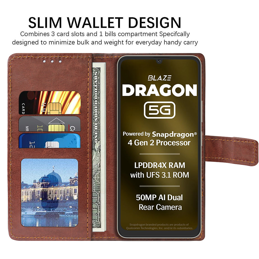 Premium Wallet Flip Cover for Lava Blaze Dragon 5G