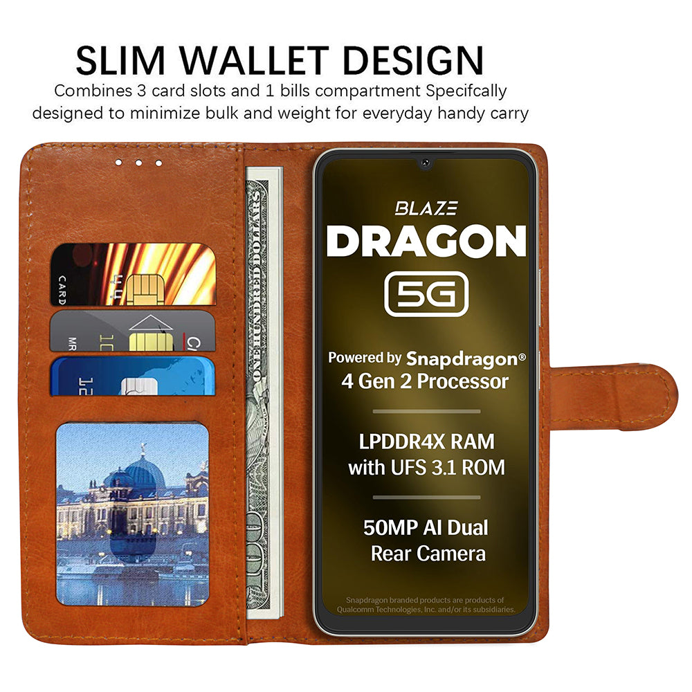 Premium Wallet Flip Cover for Lava Blaze Dragon 5G