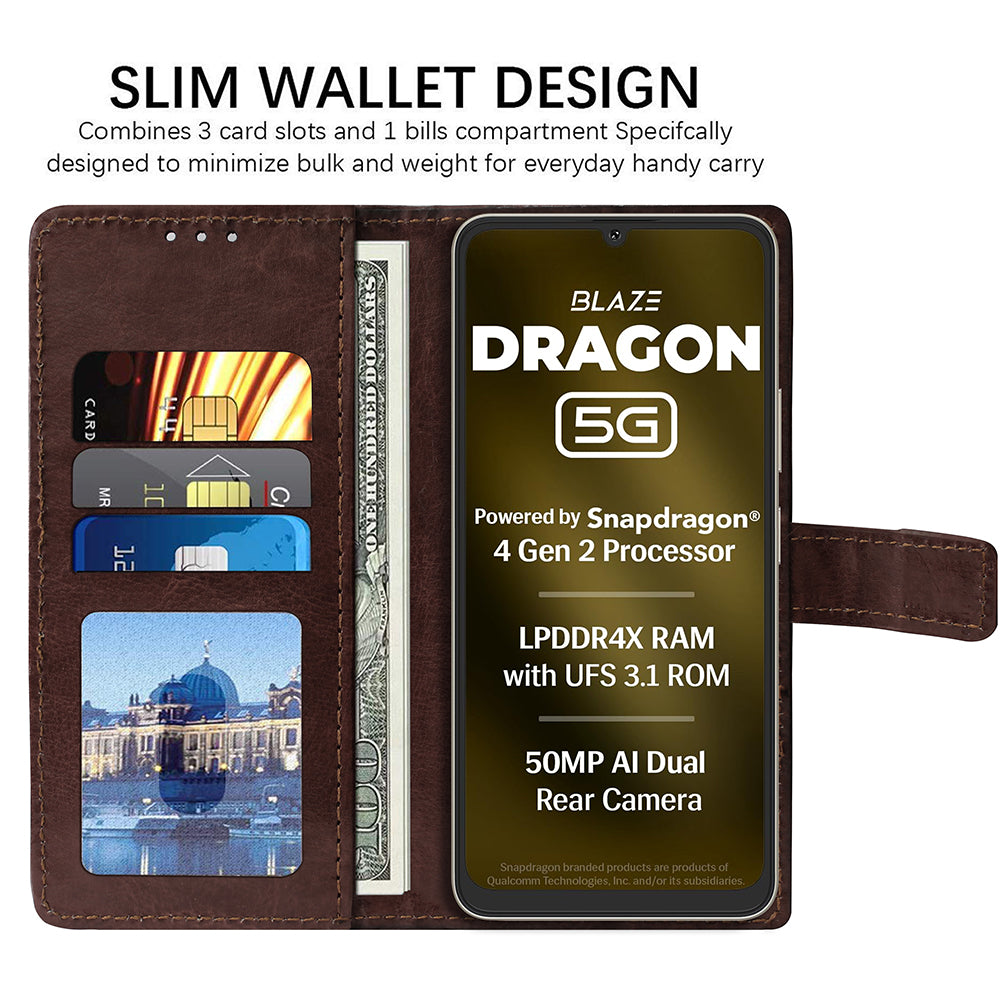Premium Wallet Flip Cover for Lava Blaze Dragon 5G