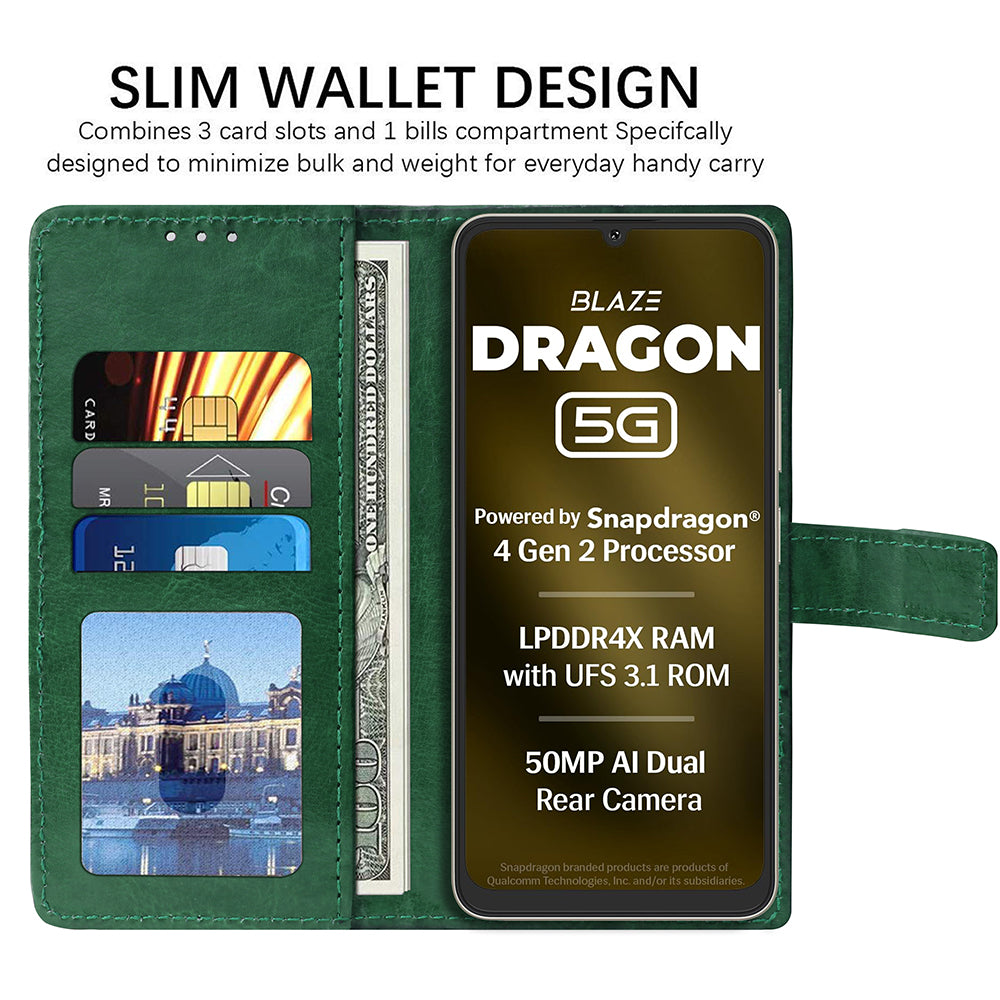Premium Wallet Flip Cover for Lava Blaze Dragon 5G