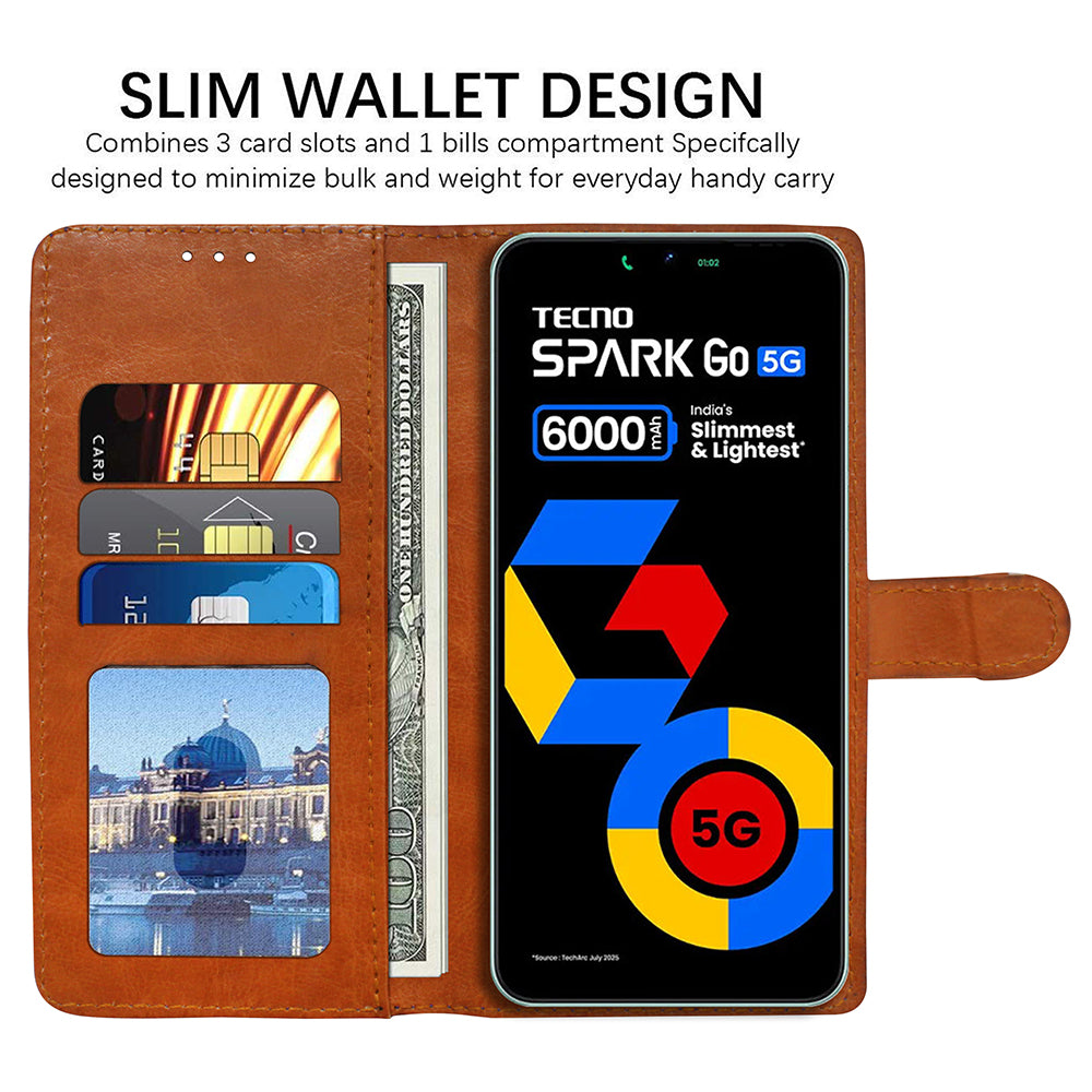 Premium Wallet Flip Cover for Tecno Spark Go 5G