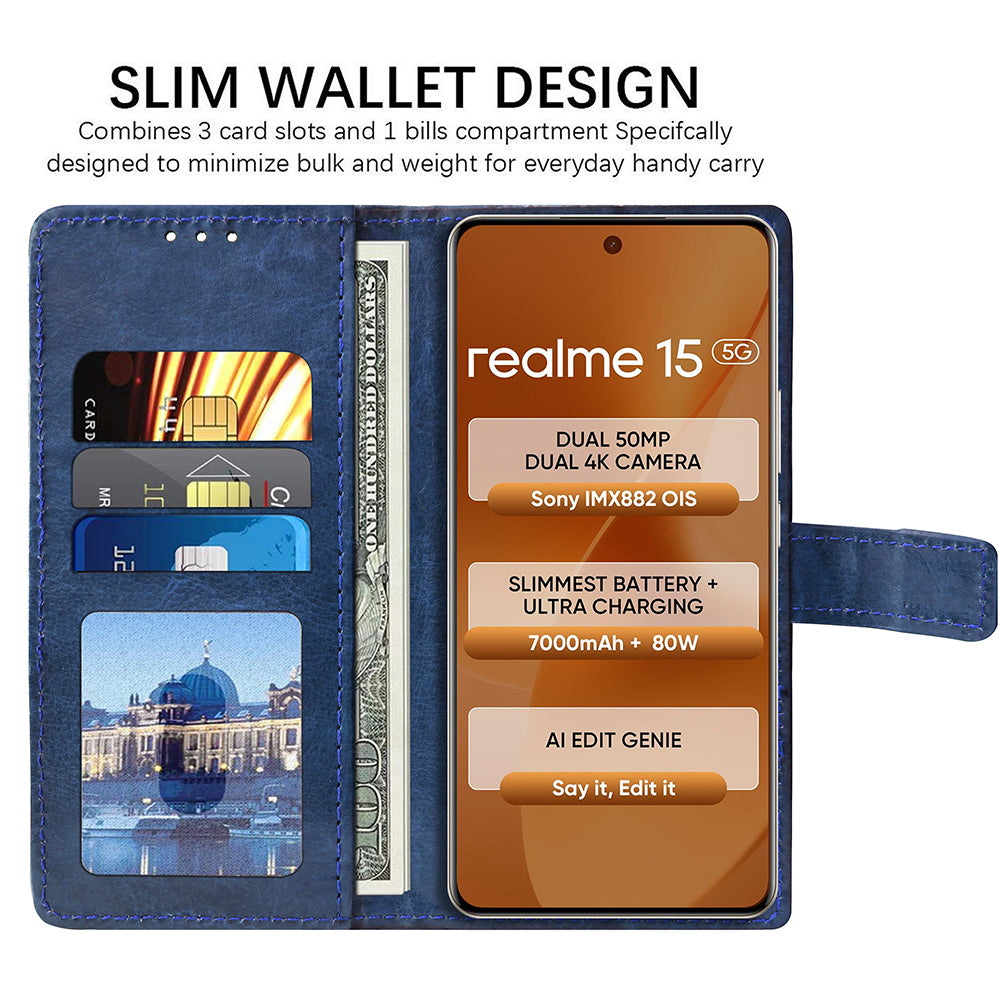 Premium Wallet Flip Cover for Realme 15 Pro 5G