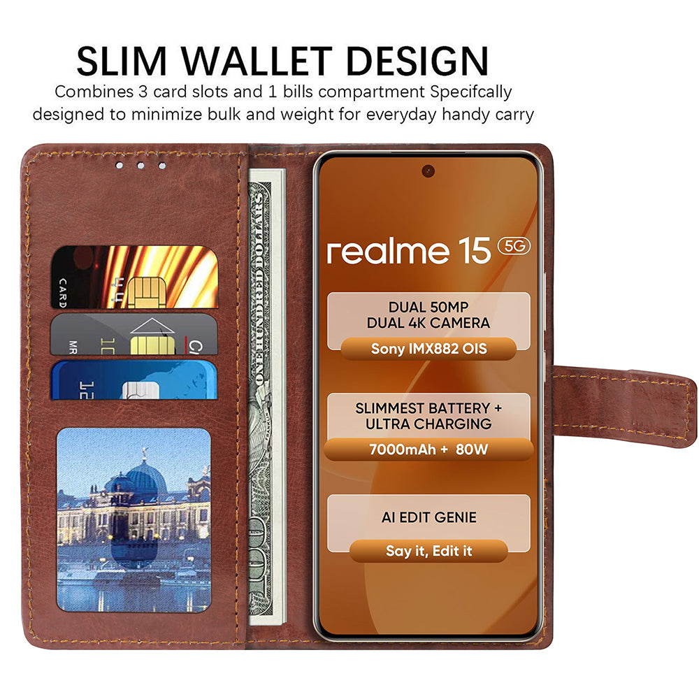 Premium Wallet Flip Cover for Realme 15 Pro 5G