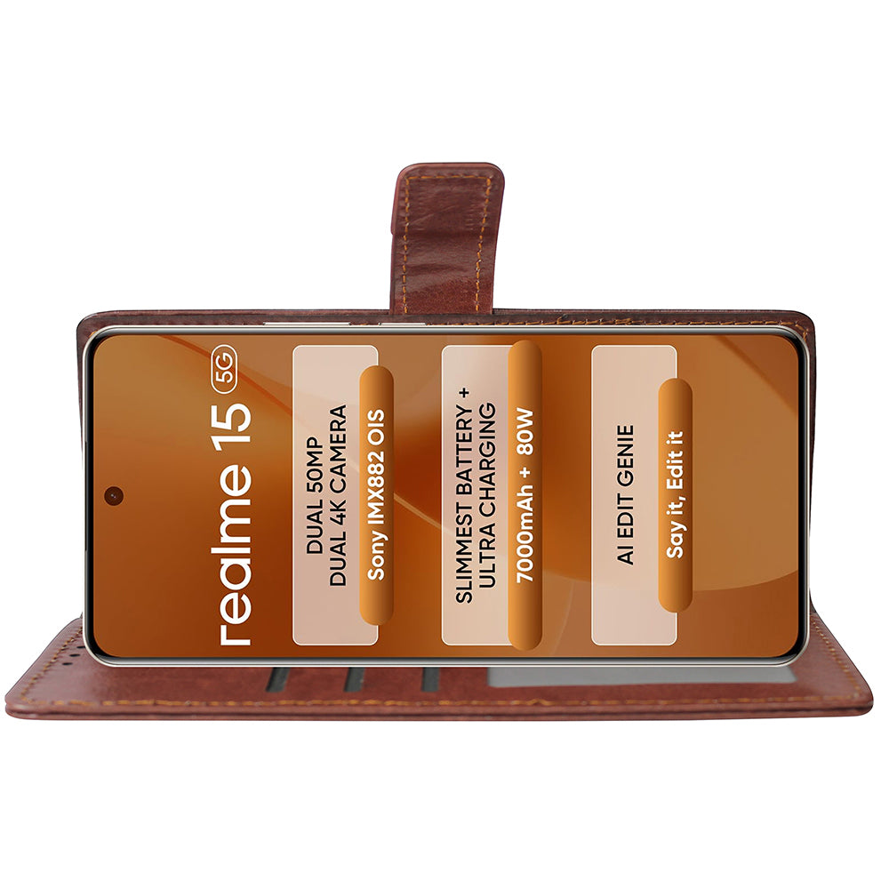 Premium Wallet Flip Cover for Realme 15 Pro 5G