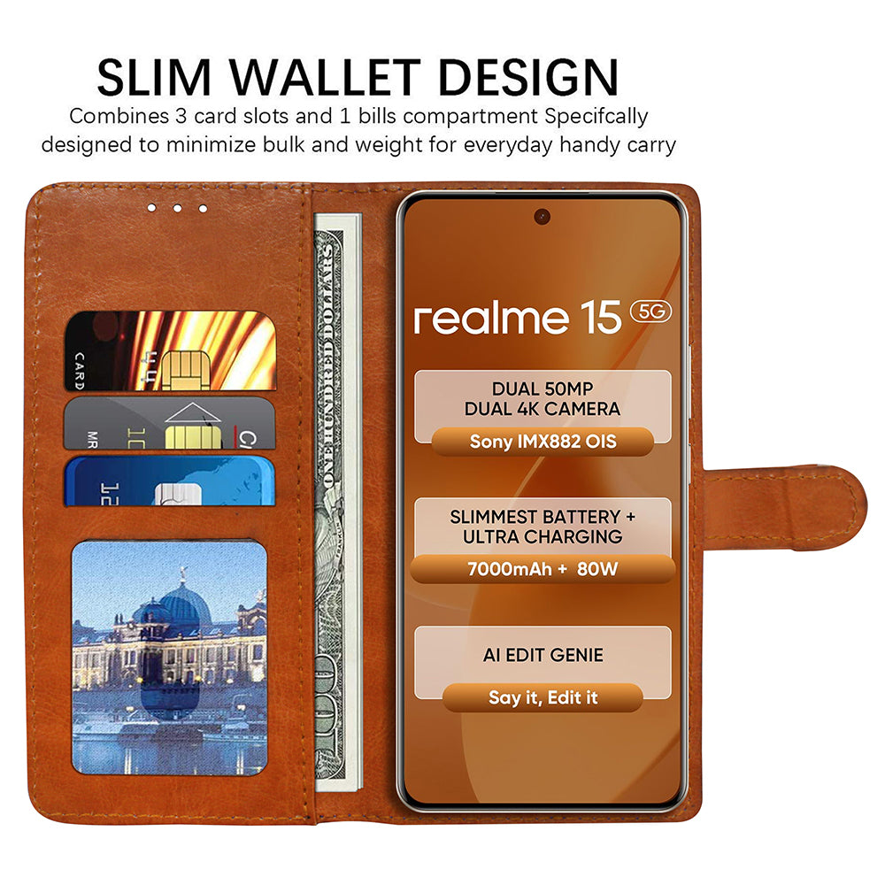 Premium Wallet Flip Cover for Realme 15 Pro 5G