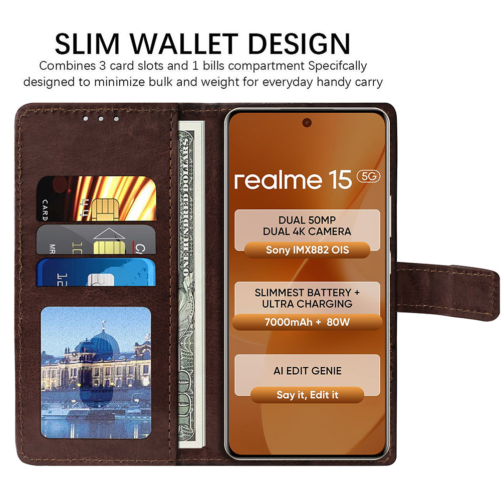 Premium Wallet Flip Cover for Realme 15 Pro 5G