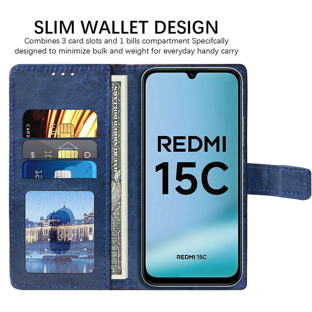 Premium Wallet Flip Cover for Mi Redmi 15C 4G / 15C 5G