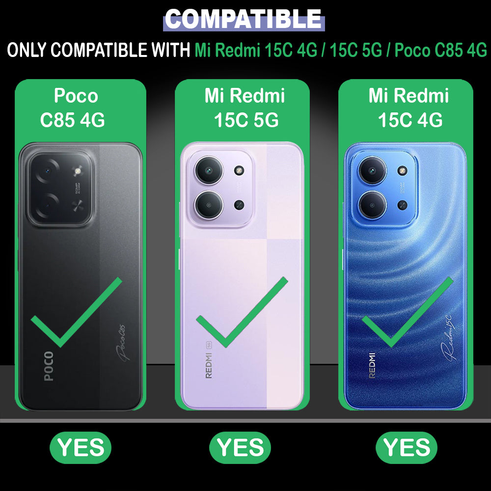 Premium Wallet Flip Cover for Mi Redmi 15C 4G / 15C 5G