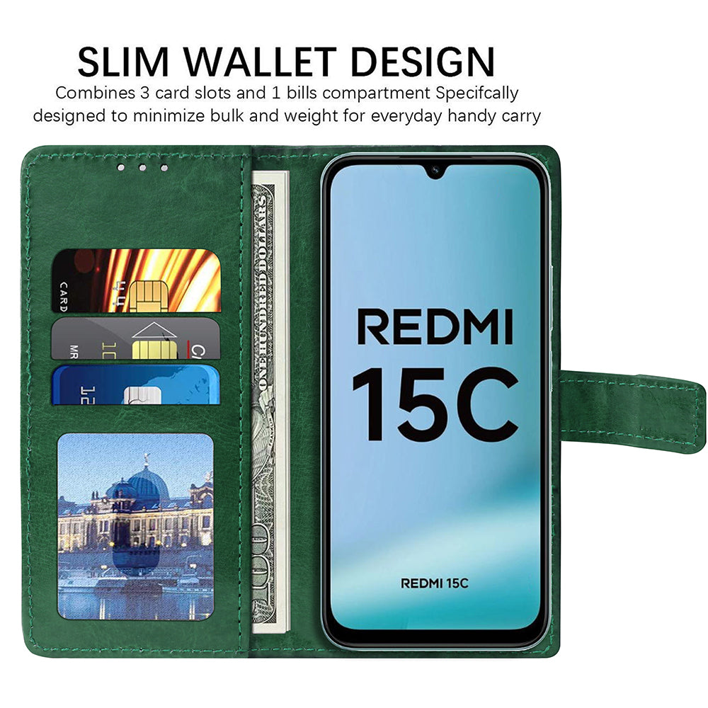 Premium Wallet Flip Cover for Mi Redmi 15C 4G / 15C 5G