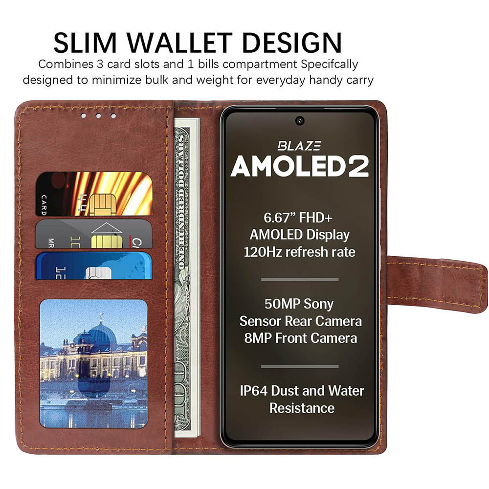 Premium Wallet Flip Cover for Lava Blaze AMOLED 2 5G