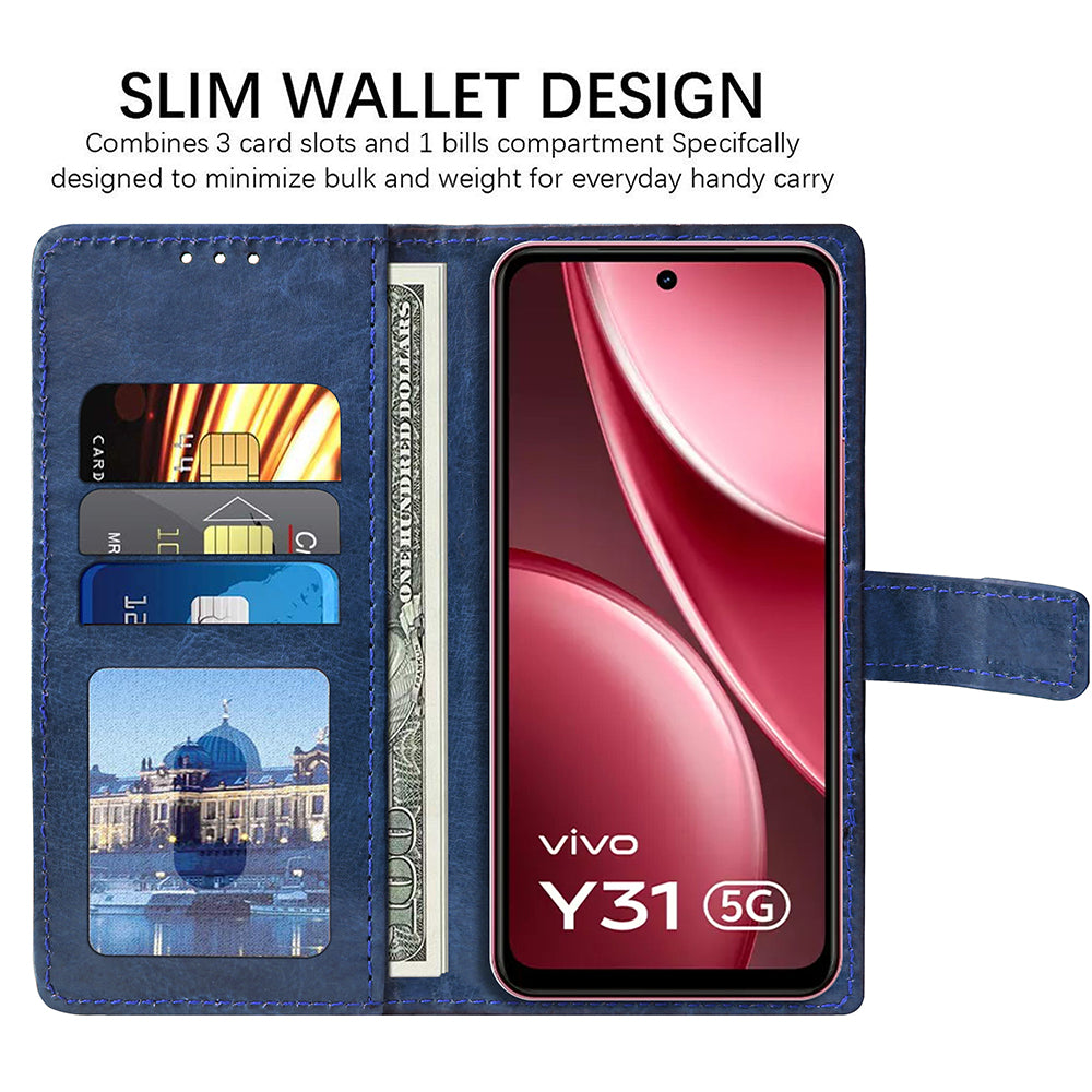 Premium Wallet Flip Cover for Vivo Y31 5G