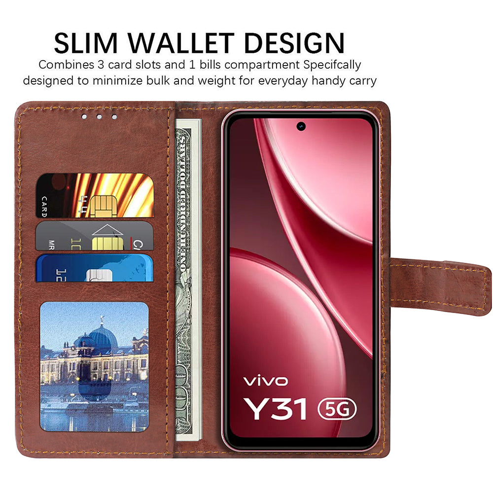 Premium Wallet Flip Cover for Vivo Y31 5G