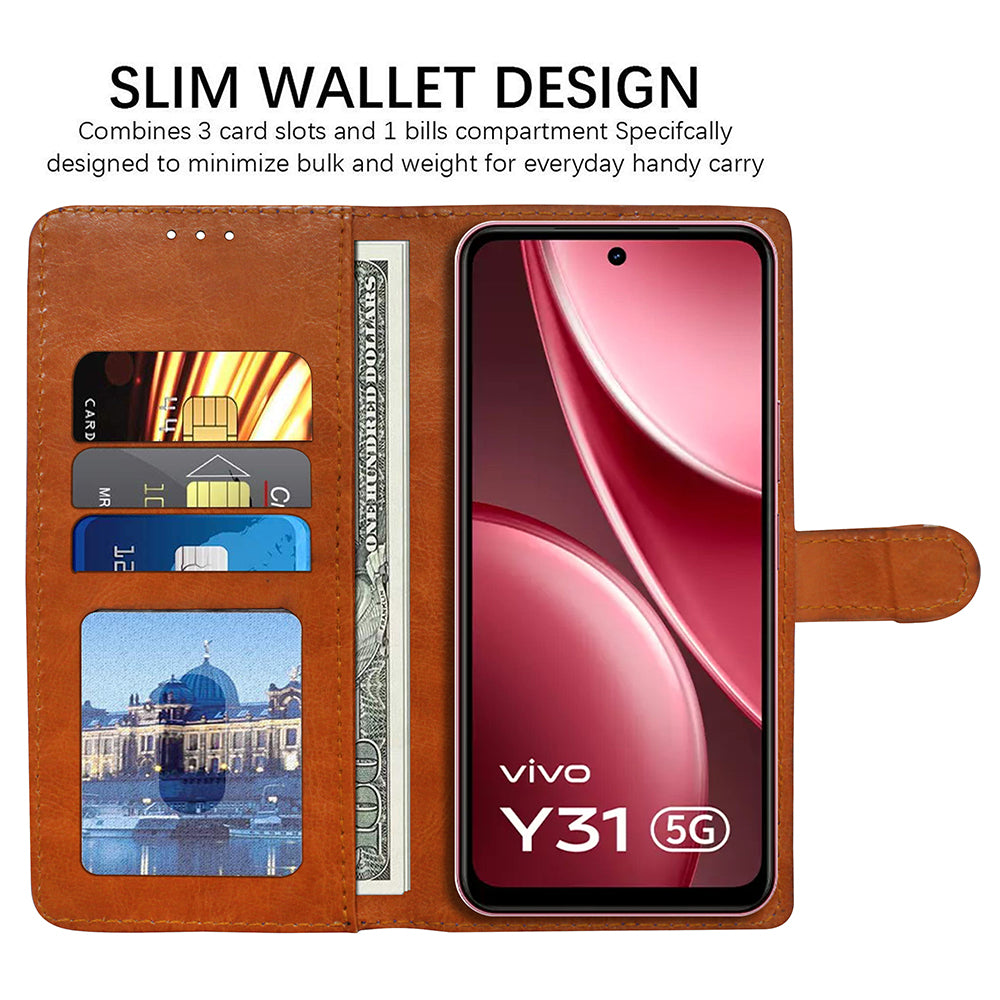 Premium Wallet Flip Cover for Vivo Y31 5G