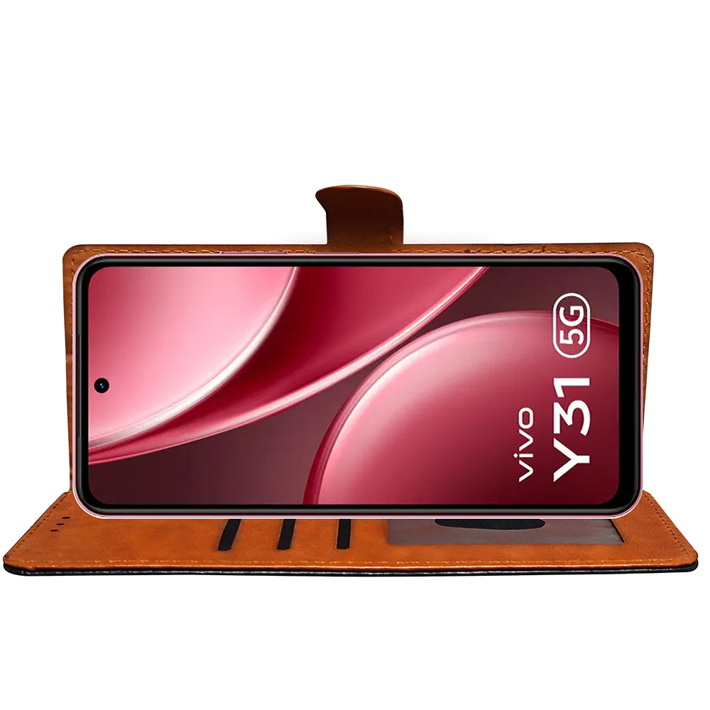 Premium Wallet Flip Cover for Vivo Y31 5G