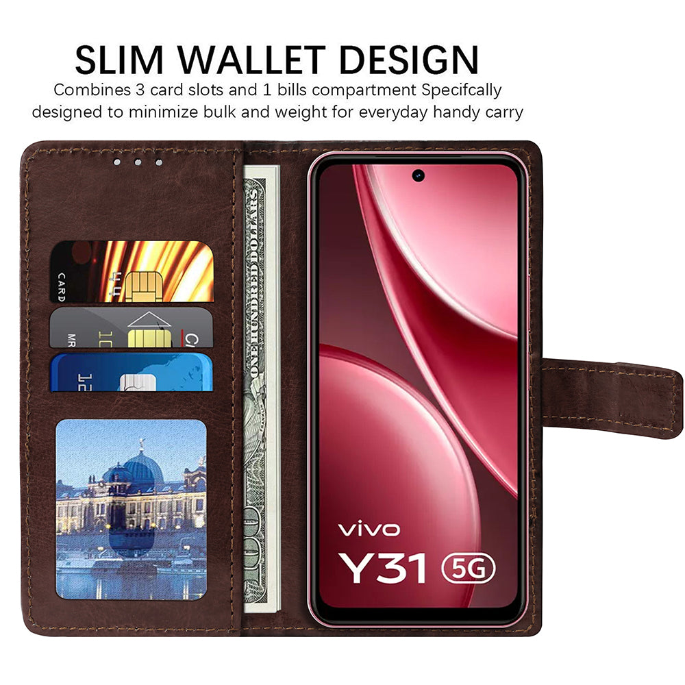 Premium Wallet Flip Cover for Vivo Y31 5G