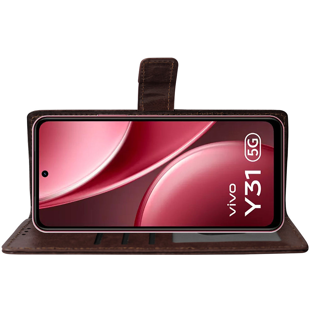 Premium Wallet Flip Cover for Vivo Y31 5G