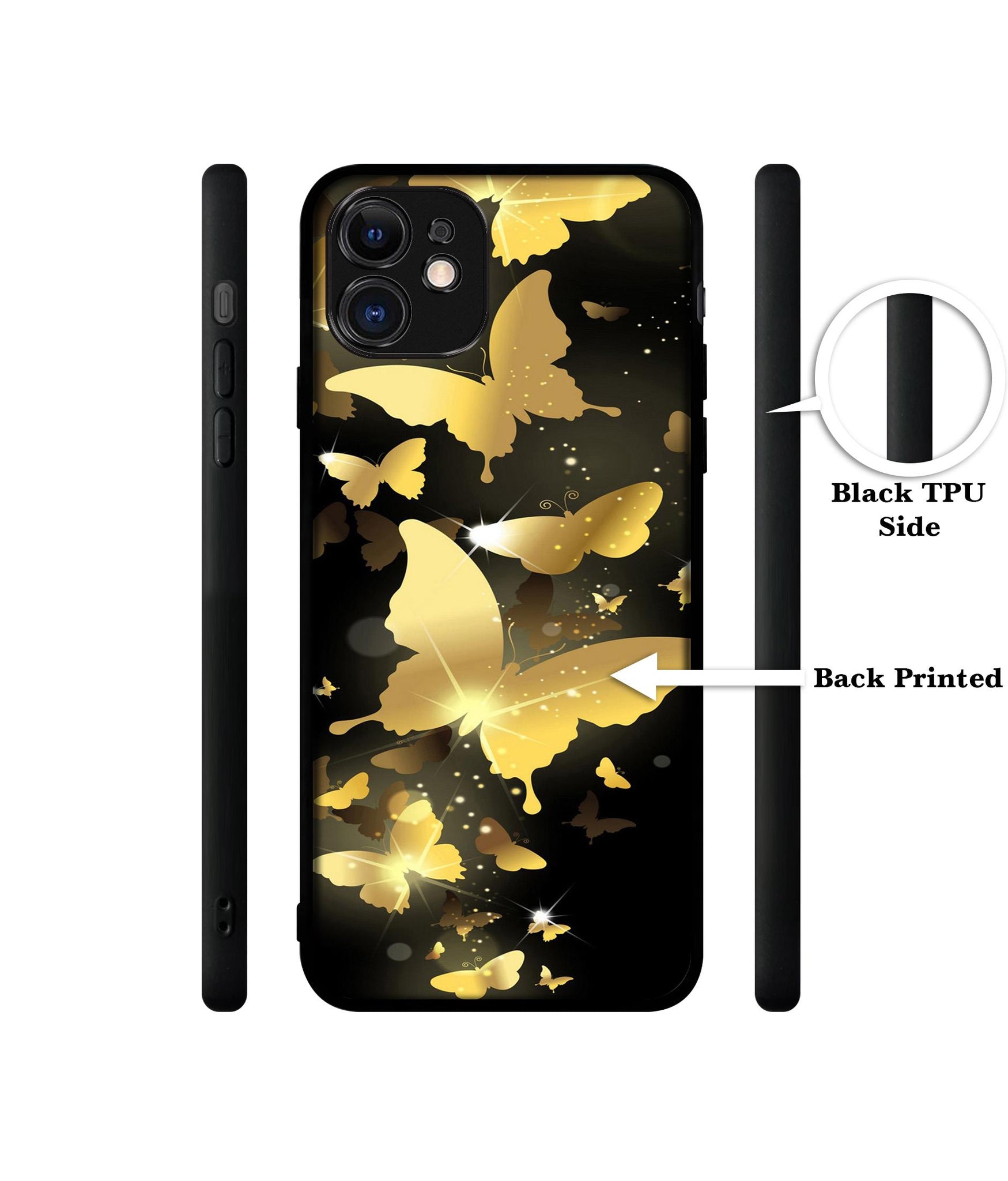 Golden Butterfly Pattern Designer 2D Printed Back Case Cover for Apple iPhone 11