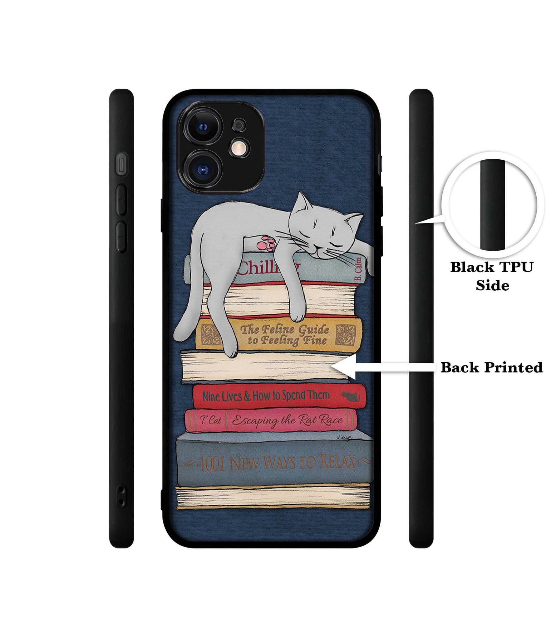 Cat Sleeping On The Books Designer 2D Printed Back Case Cover for Apple iPhone 11