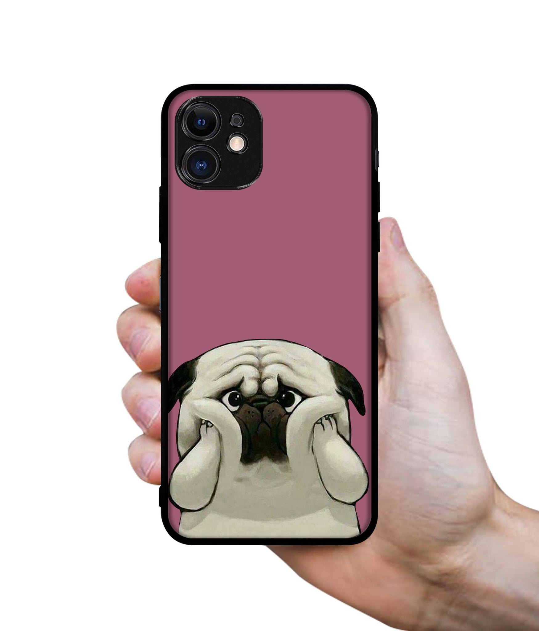 Cute Pug Holding Big Cheeks Designer 2D Printed Back Case Cover for Apple iPhone 11