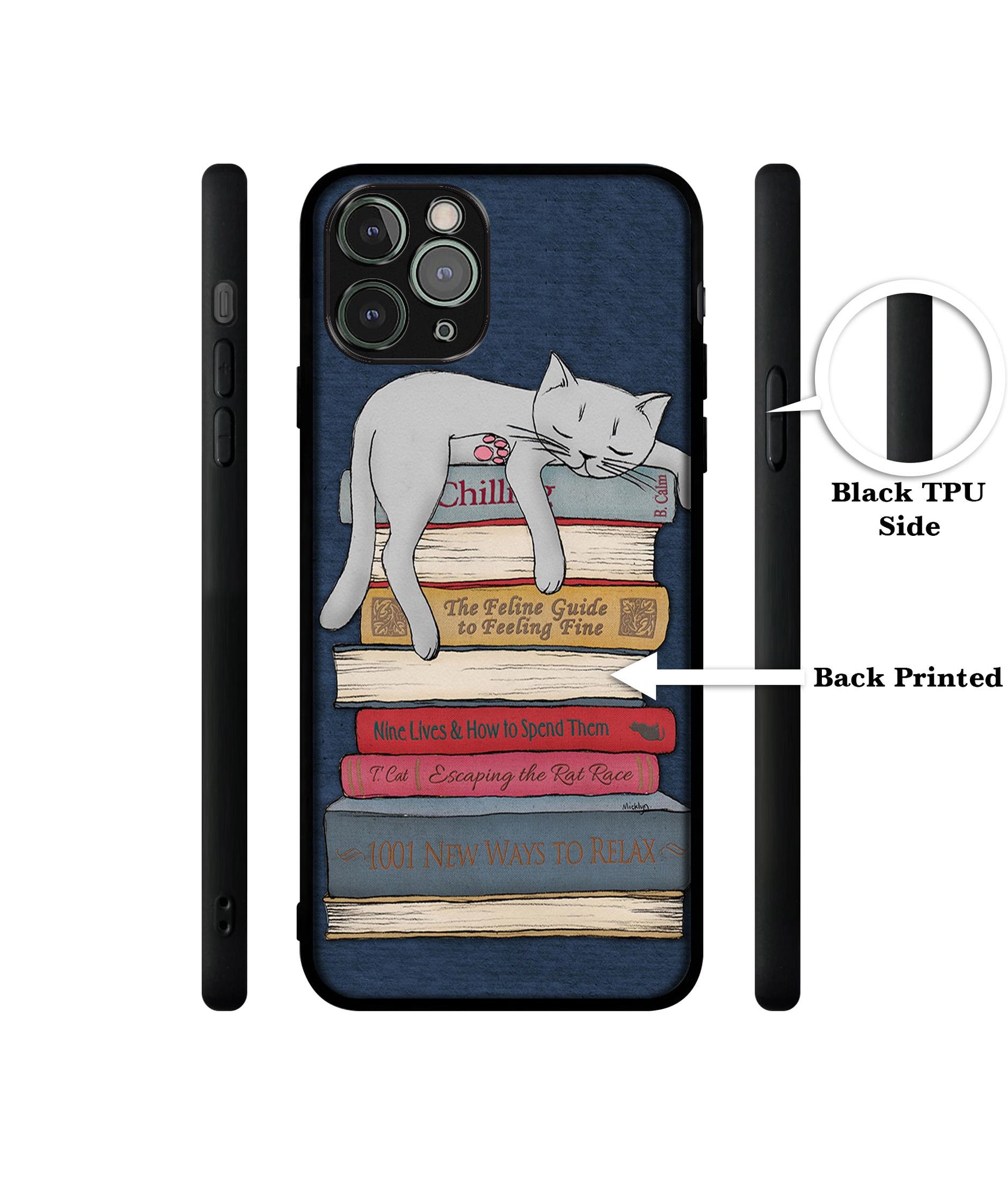 Cat Sleeping On The Books Designer 2D Printed Back Case Cover for Apple iPhone 11 Pro Max