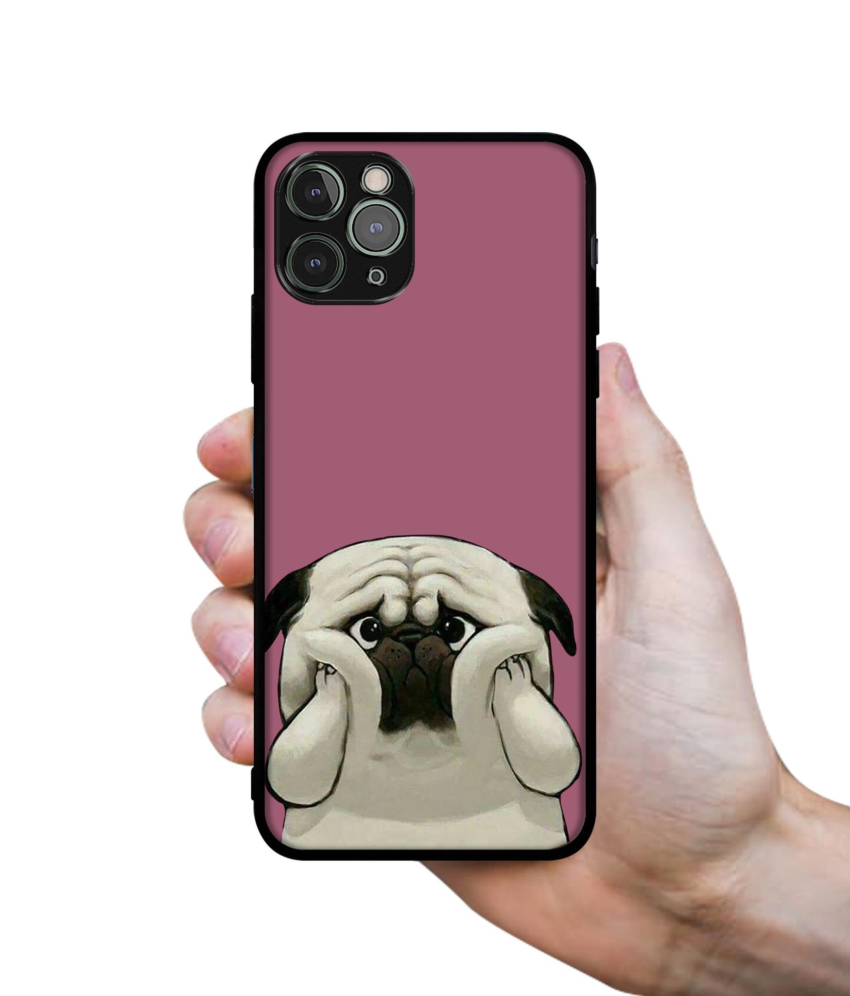 Cute Pug Holding Big Cheeks Designer 2D Printed Back Case Cover for Apple iPhone 11 Pro Max