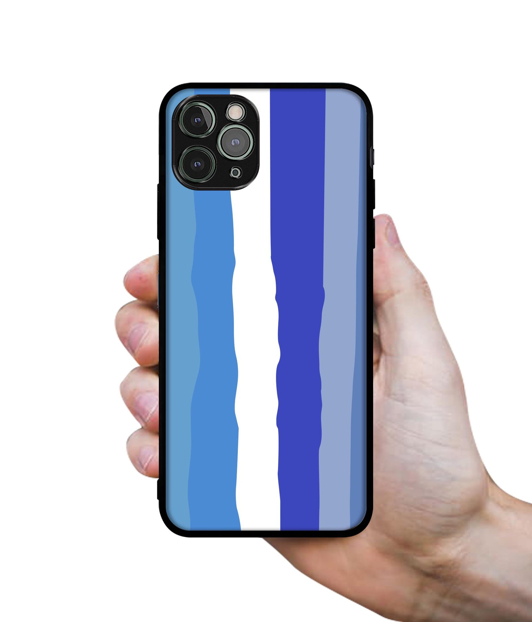 Blue Stripes Rainbow Designer 2D Printed Back Case Cover for Apple iPhone 11 Pro Max