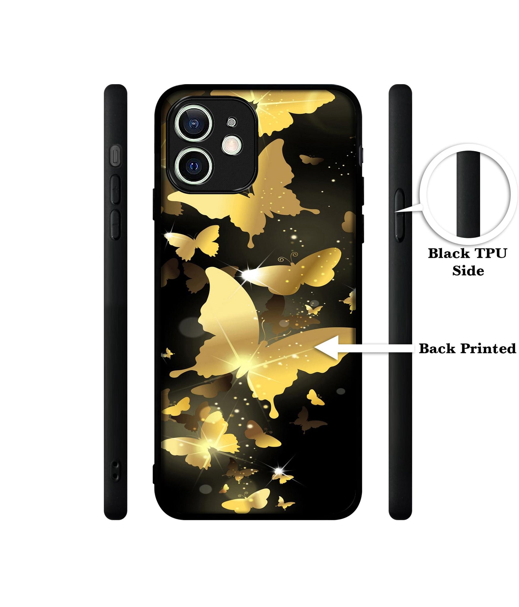 Golden Butterfly Pattern Designer 2D Printed Back Case Cover for Apple iPhone 12