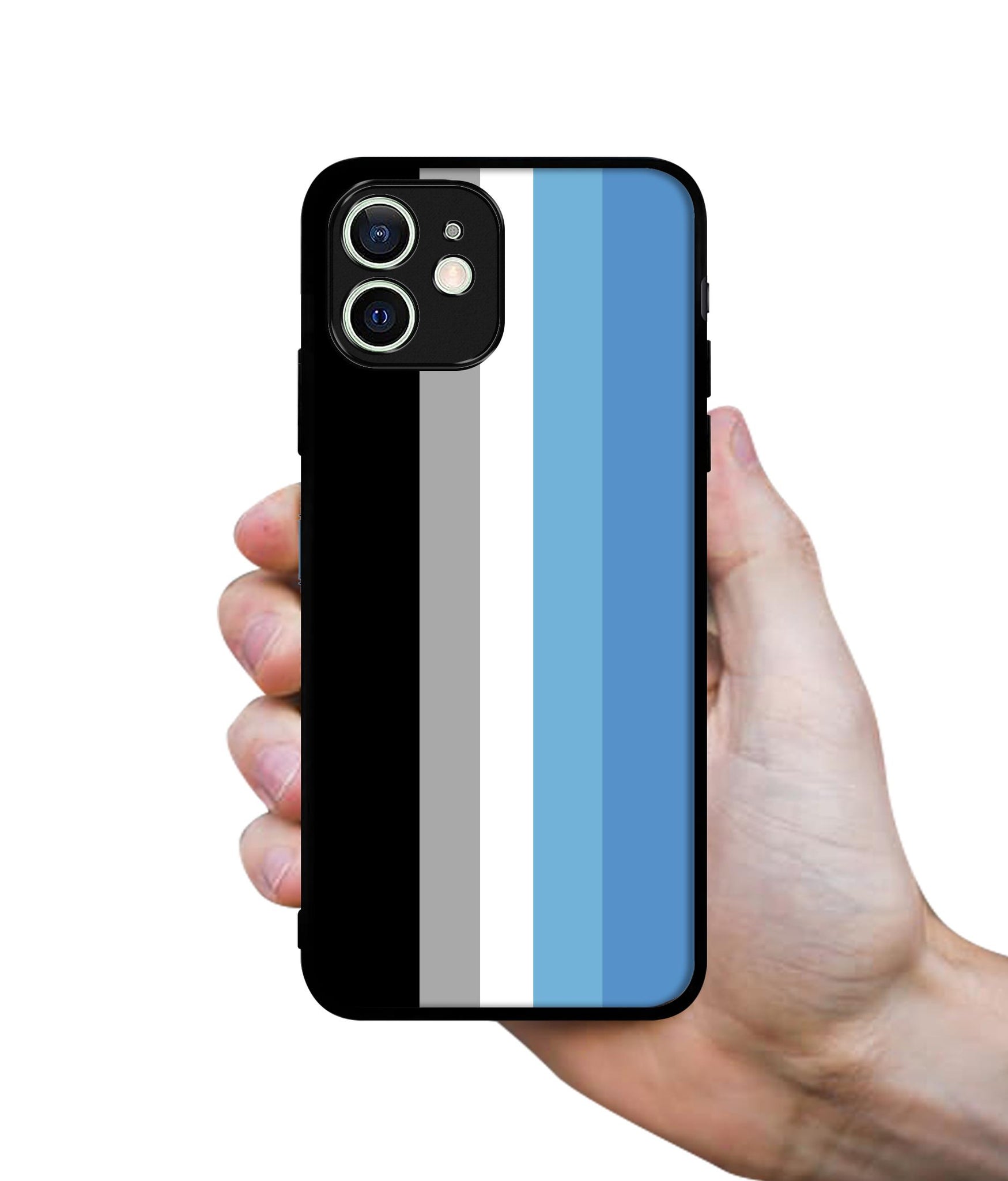 White and Blue Lines Designer 2D Printed Back Case Cover for Apple iPhone 12