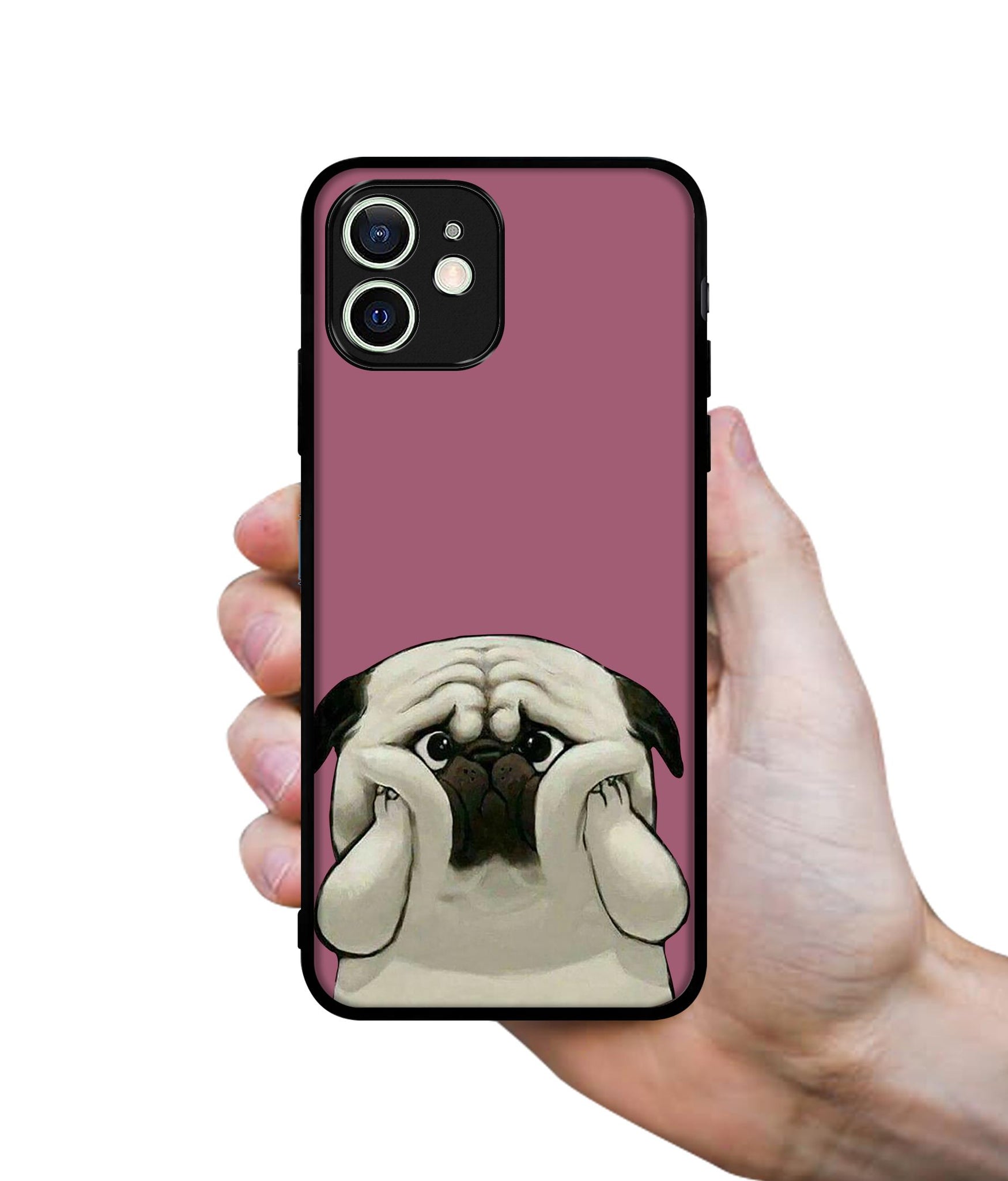 Cute Pug Holding Big Cheeks Designer 2D Printed Back Case Cover for Apple iPhone 12