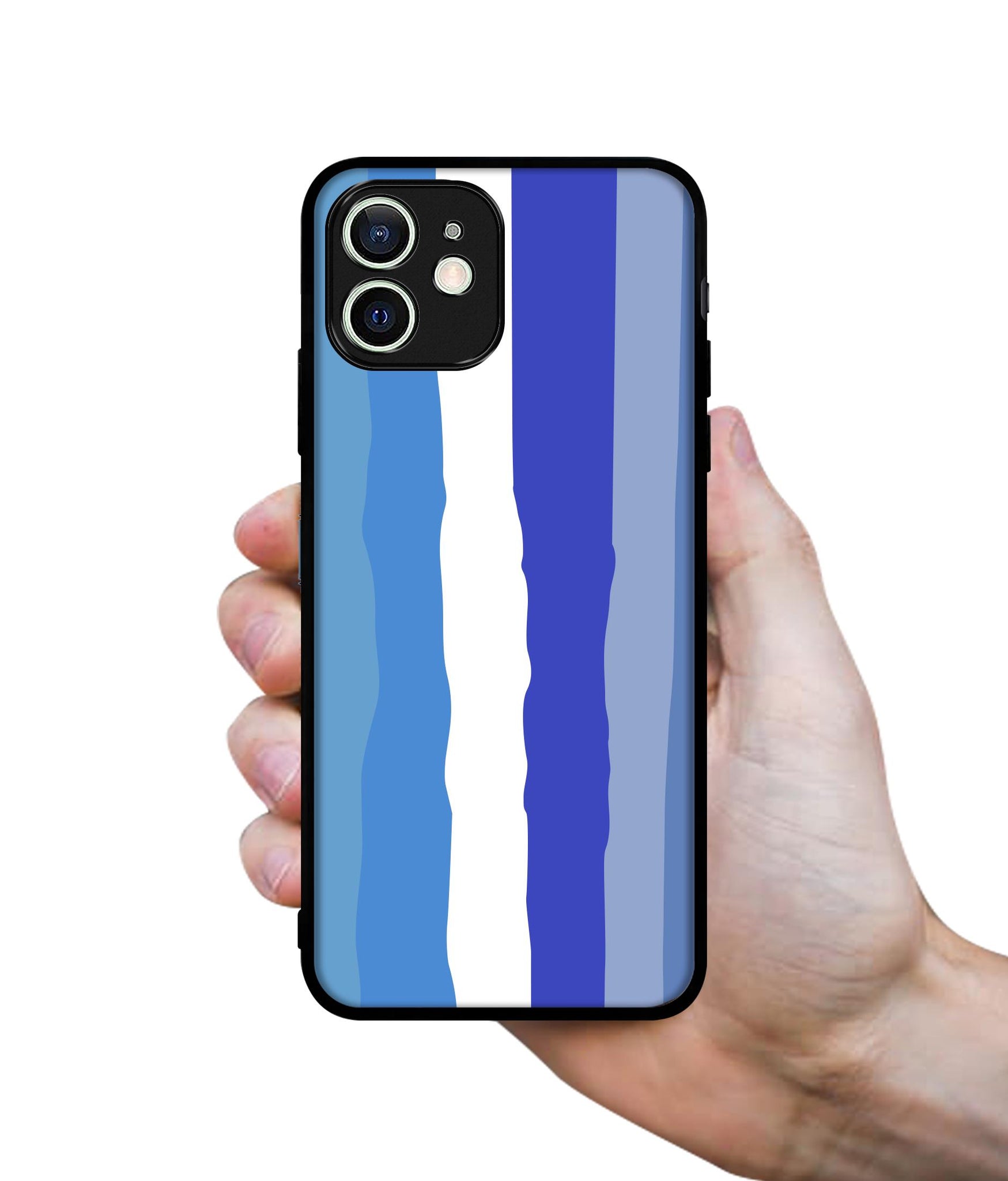 Blue Stripes Rainbow Designer 2D Printed Back Case Cover for Apple iPhone 12