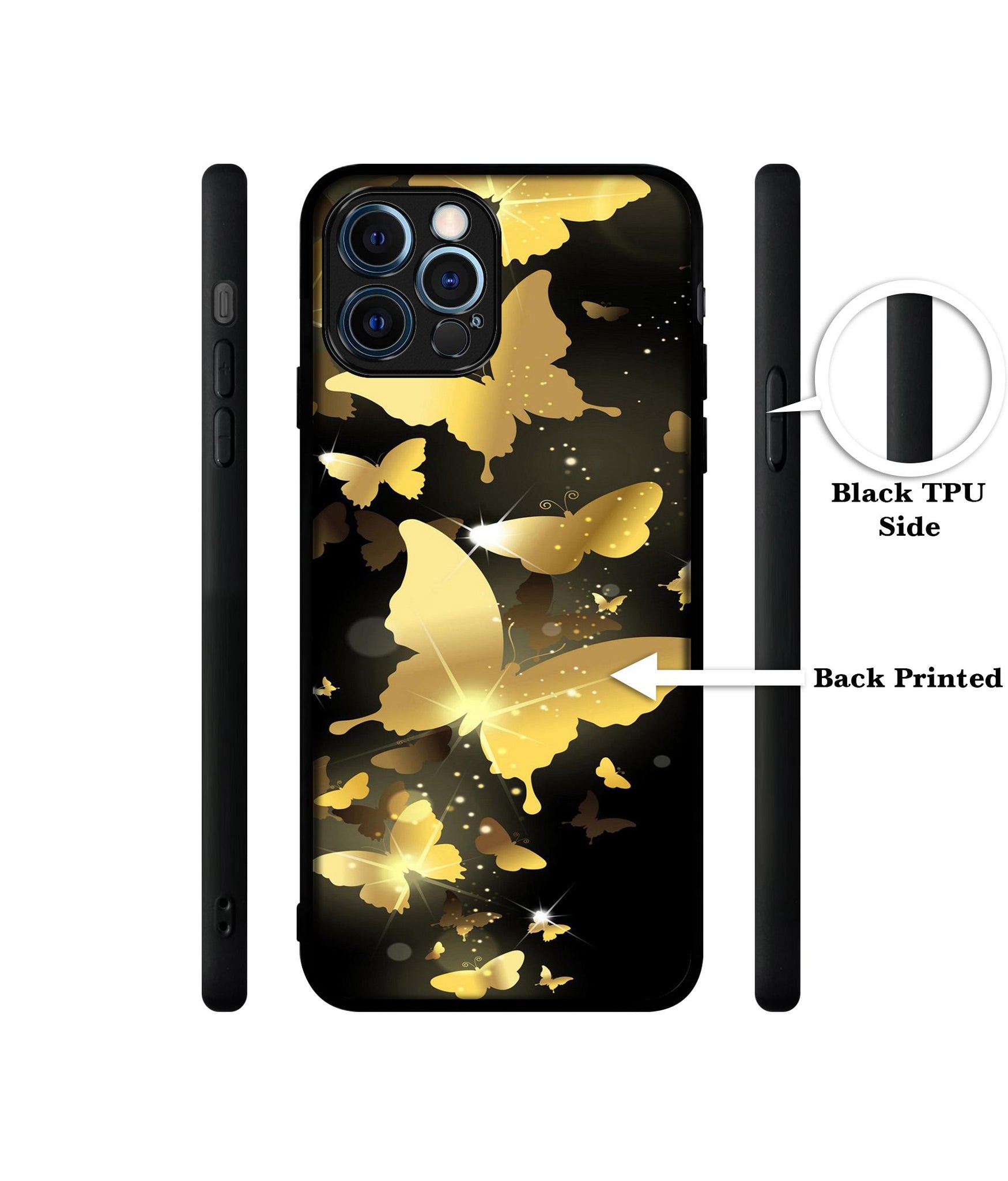 Golden Butterfly Pattern Designer 2D Printed Back Case Cover for Apple iPhone 12 Pro