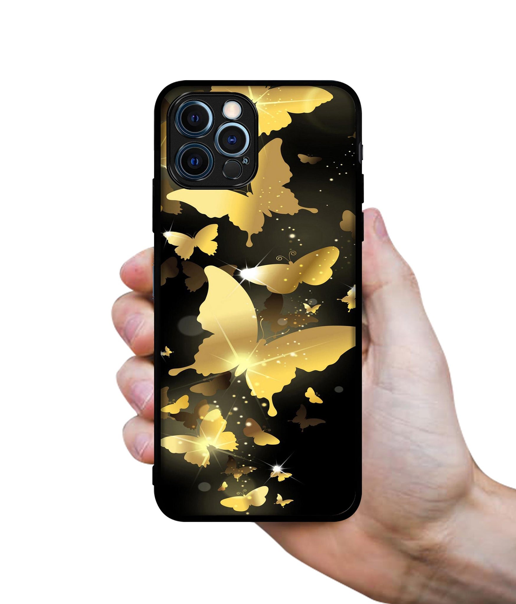 Golden Butterfly Pattern Designer 2D Printed Back Case Cover for Apple iPhone 12 Pro