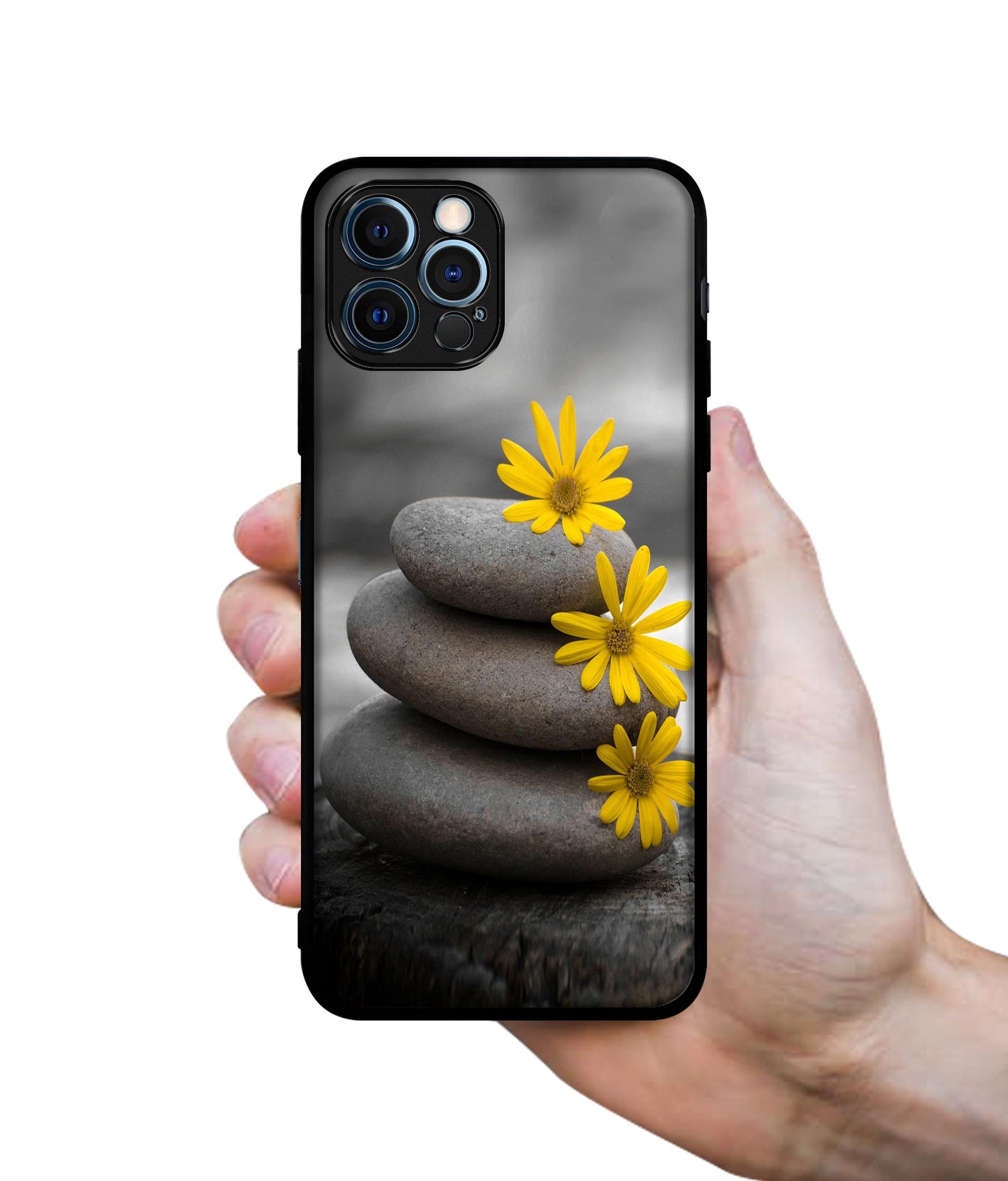 Stones And Flower Designer 2D Printed Back Case Cover for Apple iPhone 12 Pro