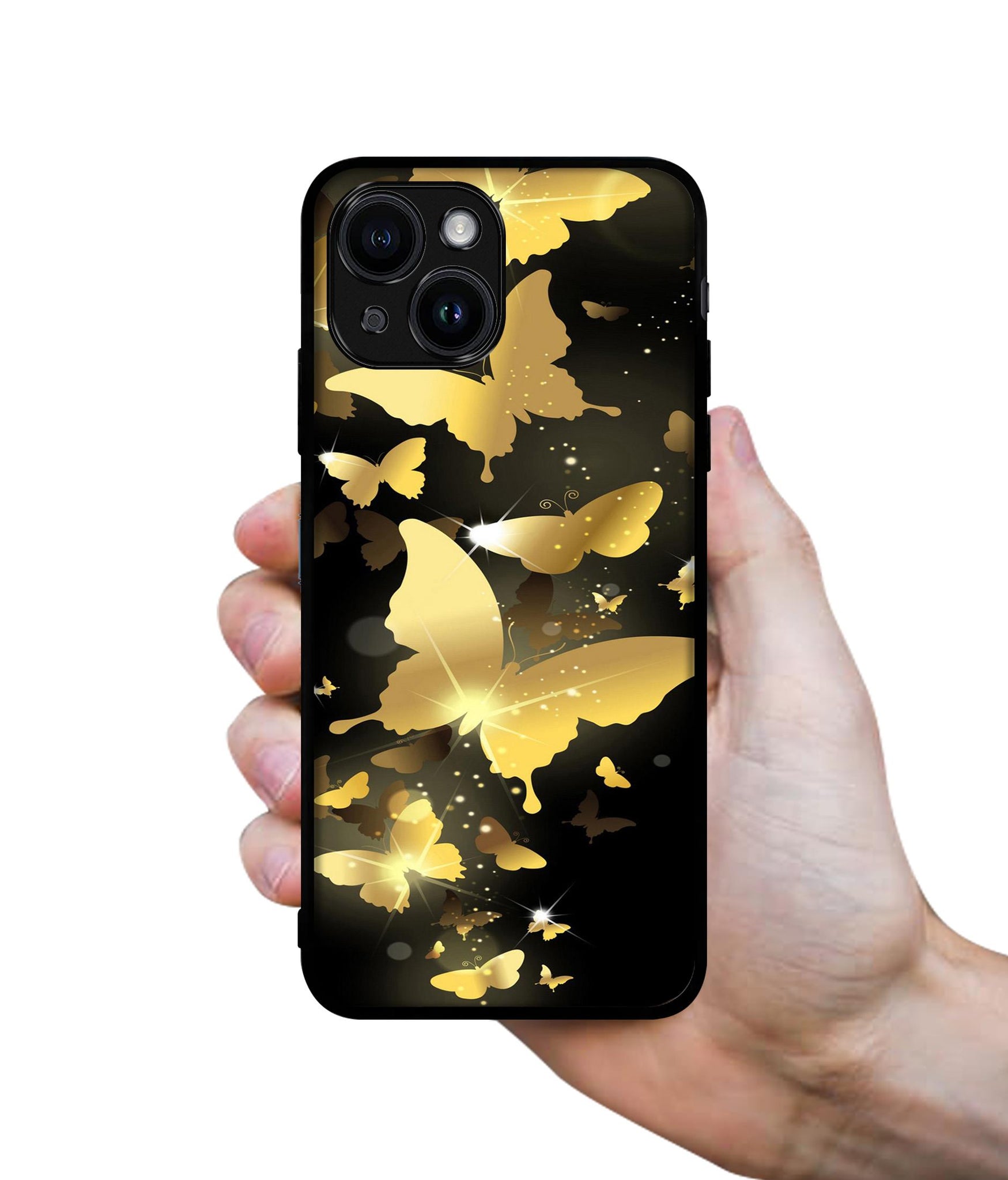 Golden Butterfly Pattern Designer 2D Printed Back Case Cover for Apple iPhone 13 / 14