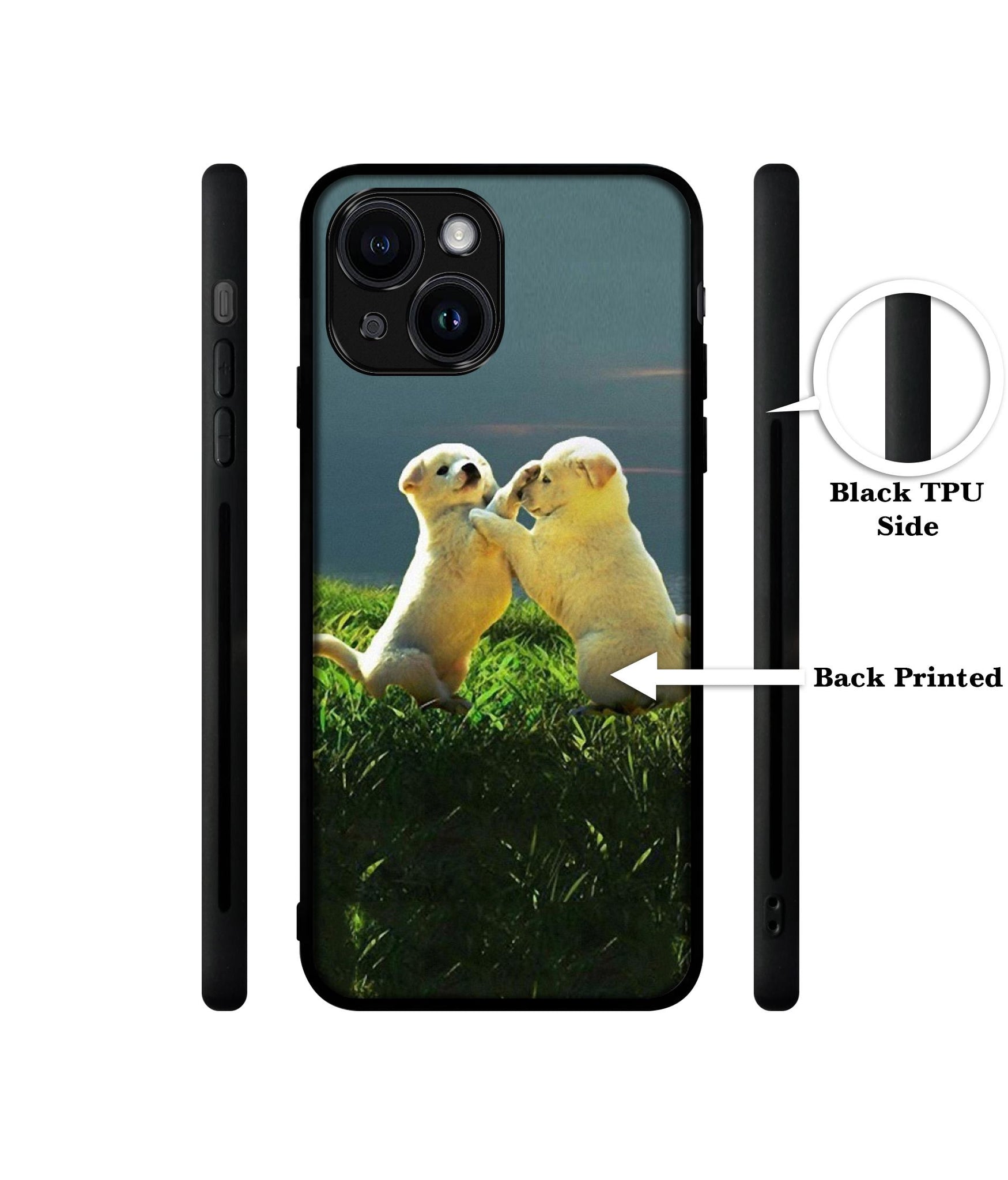 Puppy Couple Sunset Designer 2D Printed Back Case Cover for Apple iPhone 13 / 14