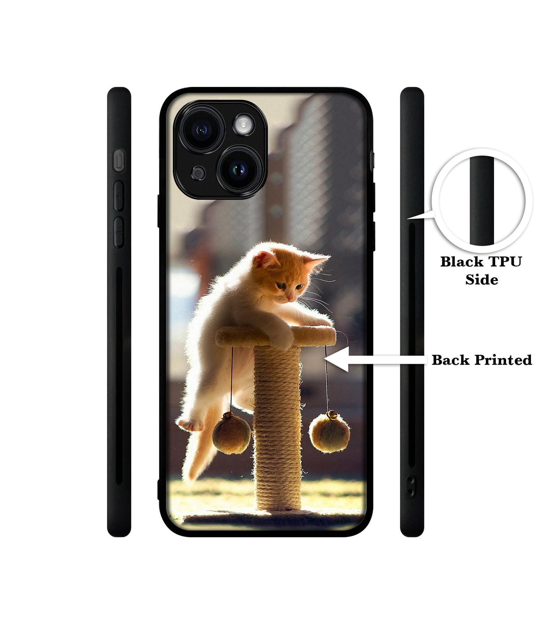 Cat Climbing Designer 2D Printed Back Case Cover for Apple iPhone 13 / 14