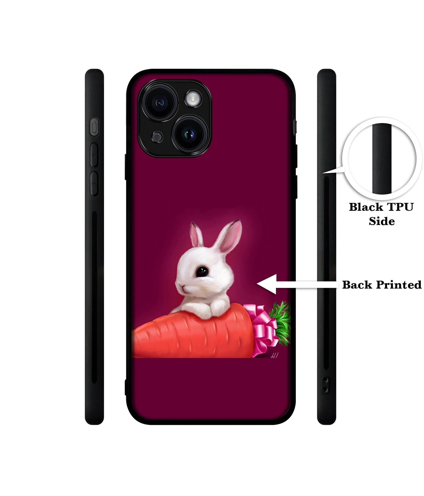 Bunny With Carrot Designer 2D Printed Back Case Cover for Apple iPhone 13 / 14