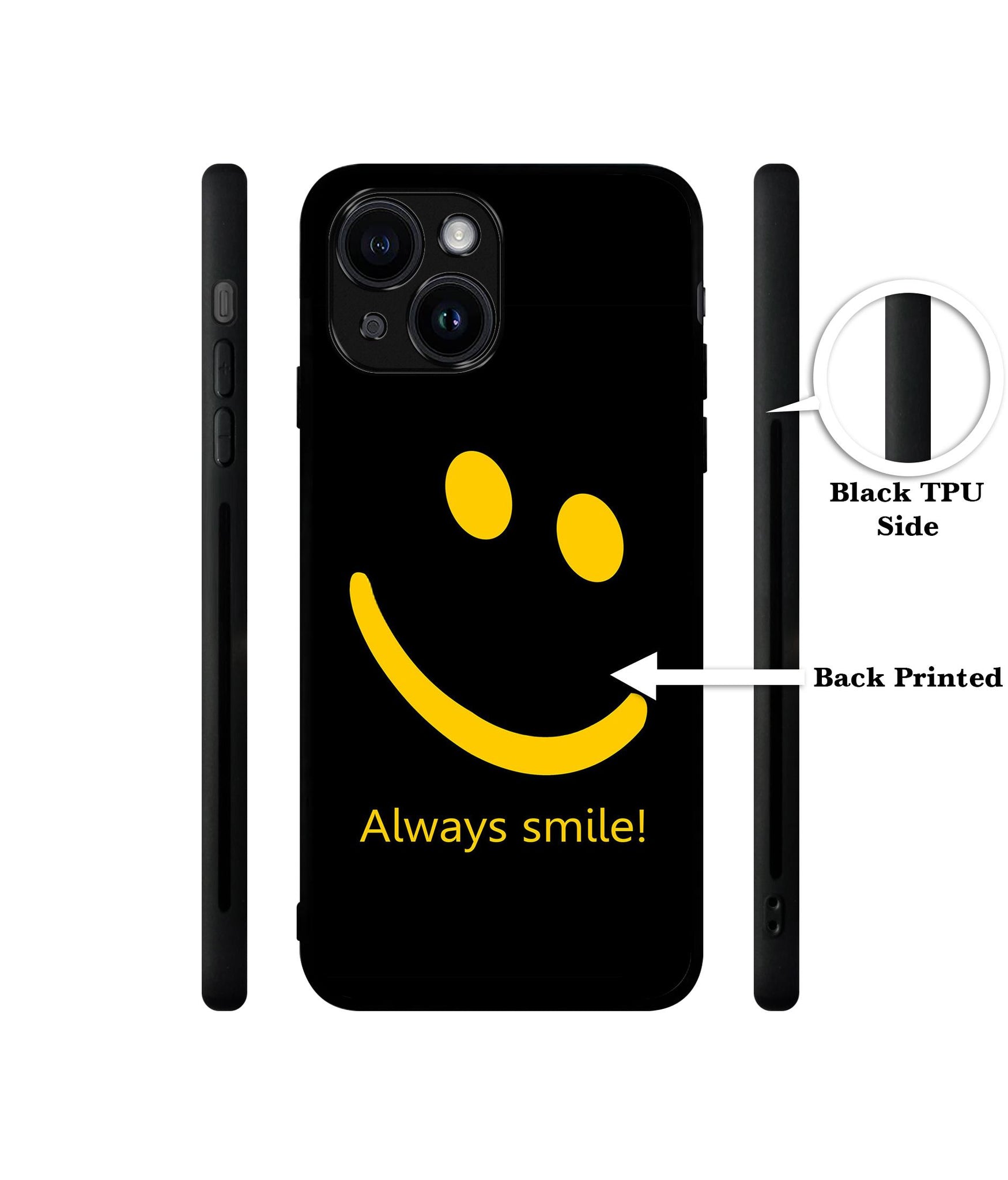 Always Smile Quote Designer 2D Printed Back Case Cover for Apple iPhone 13 / 14