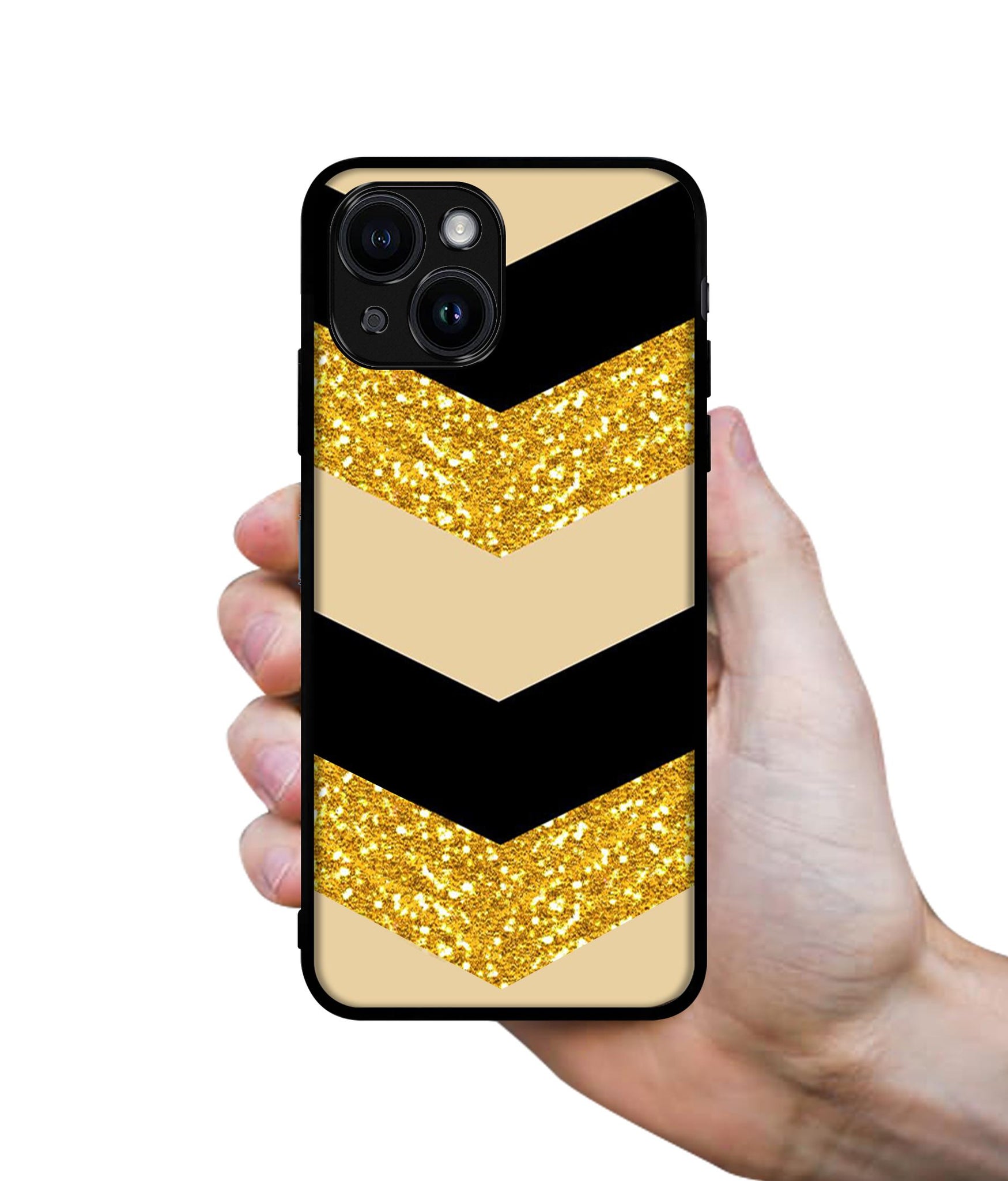 Black & Gold Designer 2D Printed Back Case Cover for Apple iPhone 13 / 14