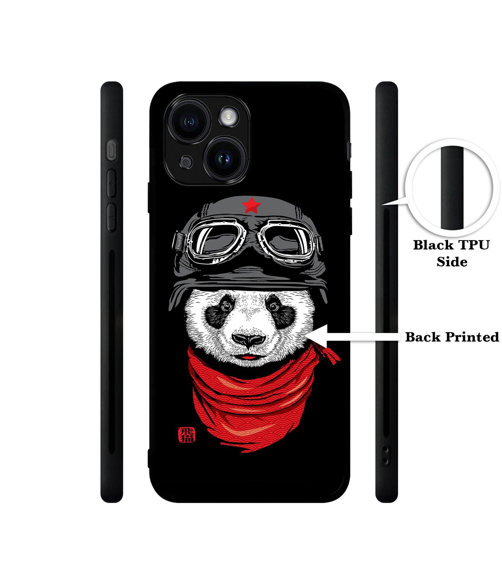 Biker Panda Designer 2D Printed Back Case Cover for Apple iPhone 13 / 14