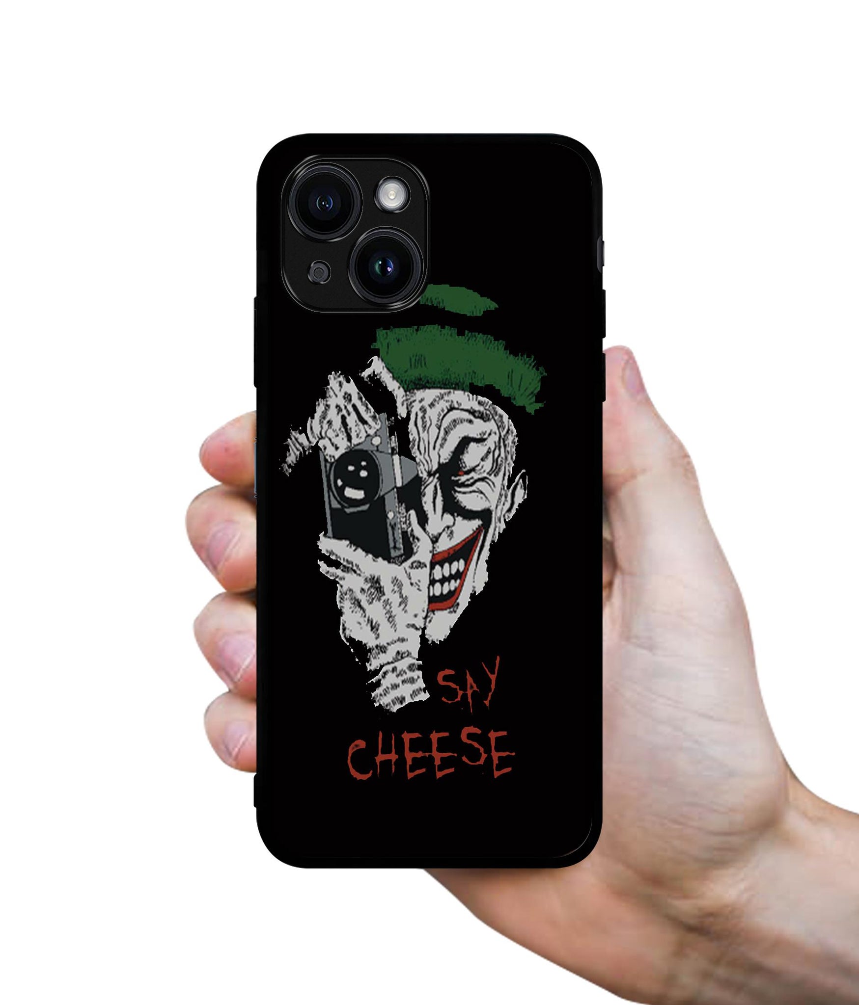 Joker Say Cheese Designer 2D Printed Back Case Cover for Apple iPhone 13 / 14