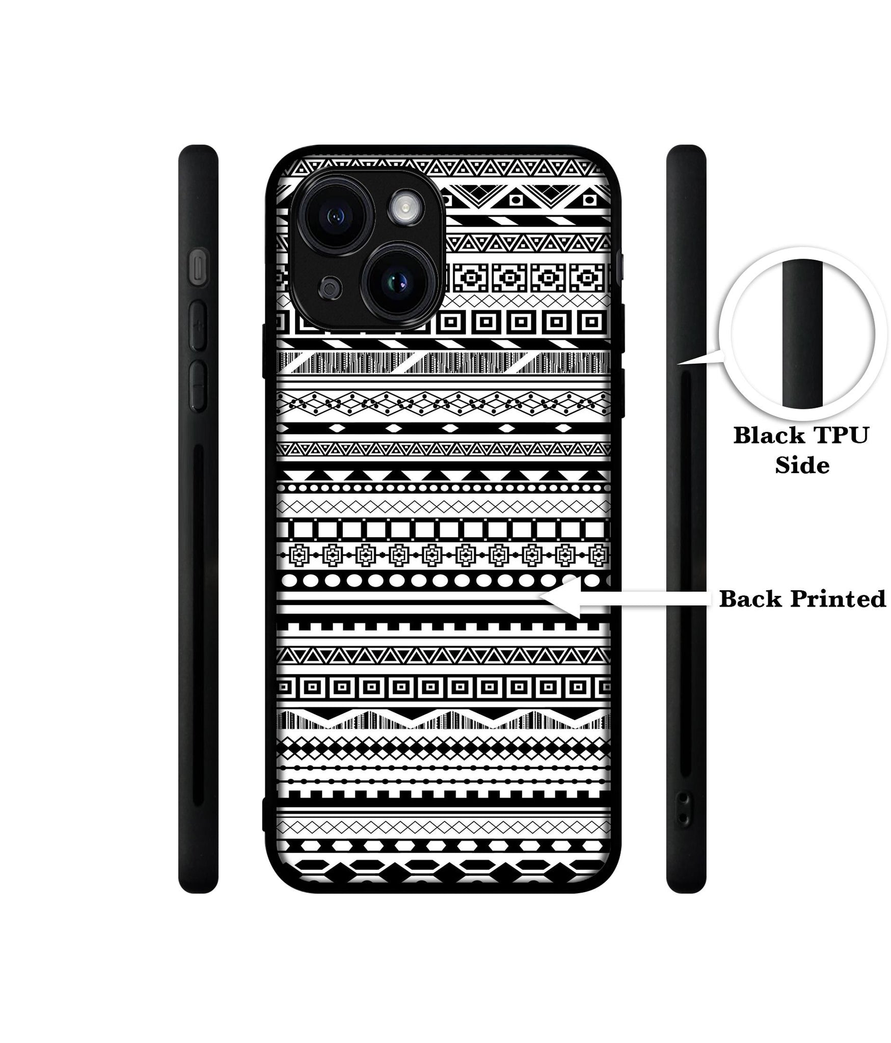 Black & White Patterns Designer 2D Printed Back Case Cover for Apple iPhone 13 / 14