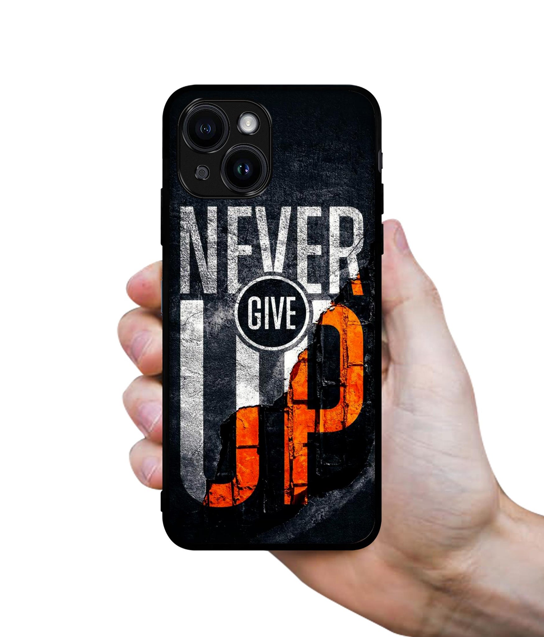 Never Give Up Designer 2D Printed Back Case Cover for Apple iPhone 13 / 14