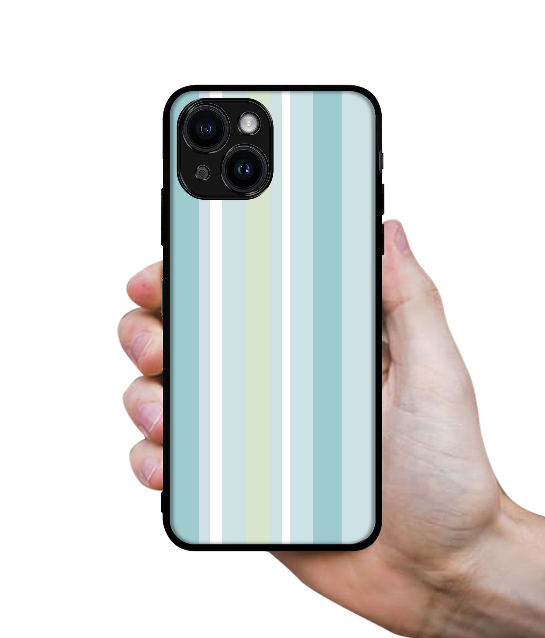 Light Green Stripes Designer 2D Printed Back Case Cover for Apple iPhone 13 / 14