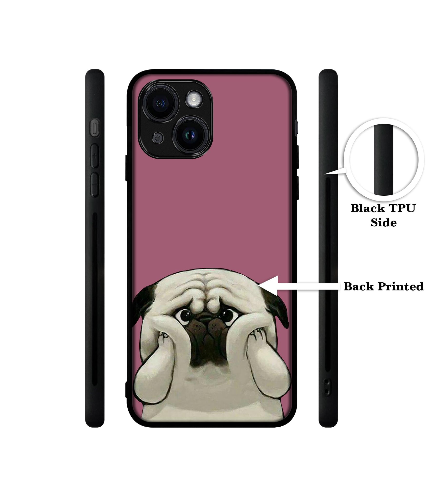 Cute Pug Holding Big Cheeks Designer 2D Printed Back Case Cover for Apple iPhone 13 / 14