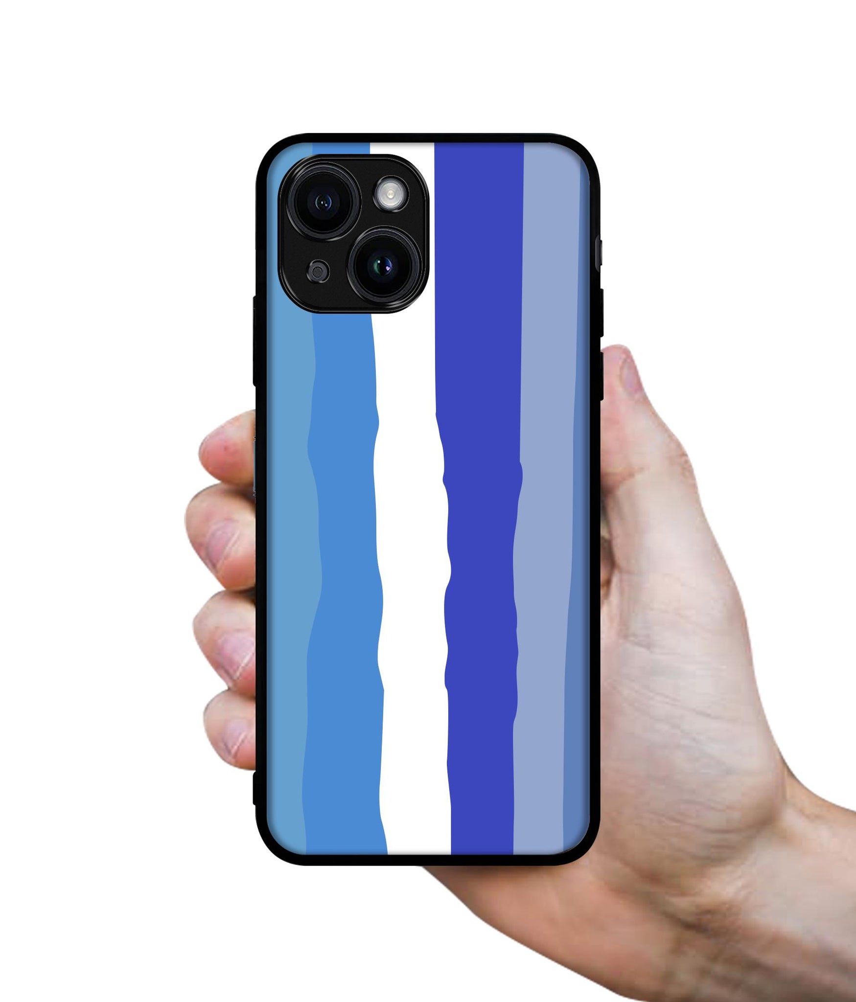 Blue Stripes Rainbow Designer 2D Printed Back Case Cover for Apple iPhone 13 / 14