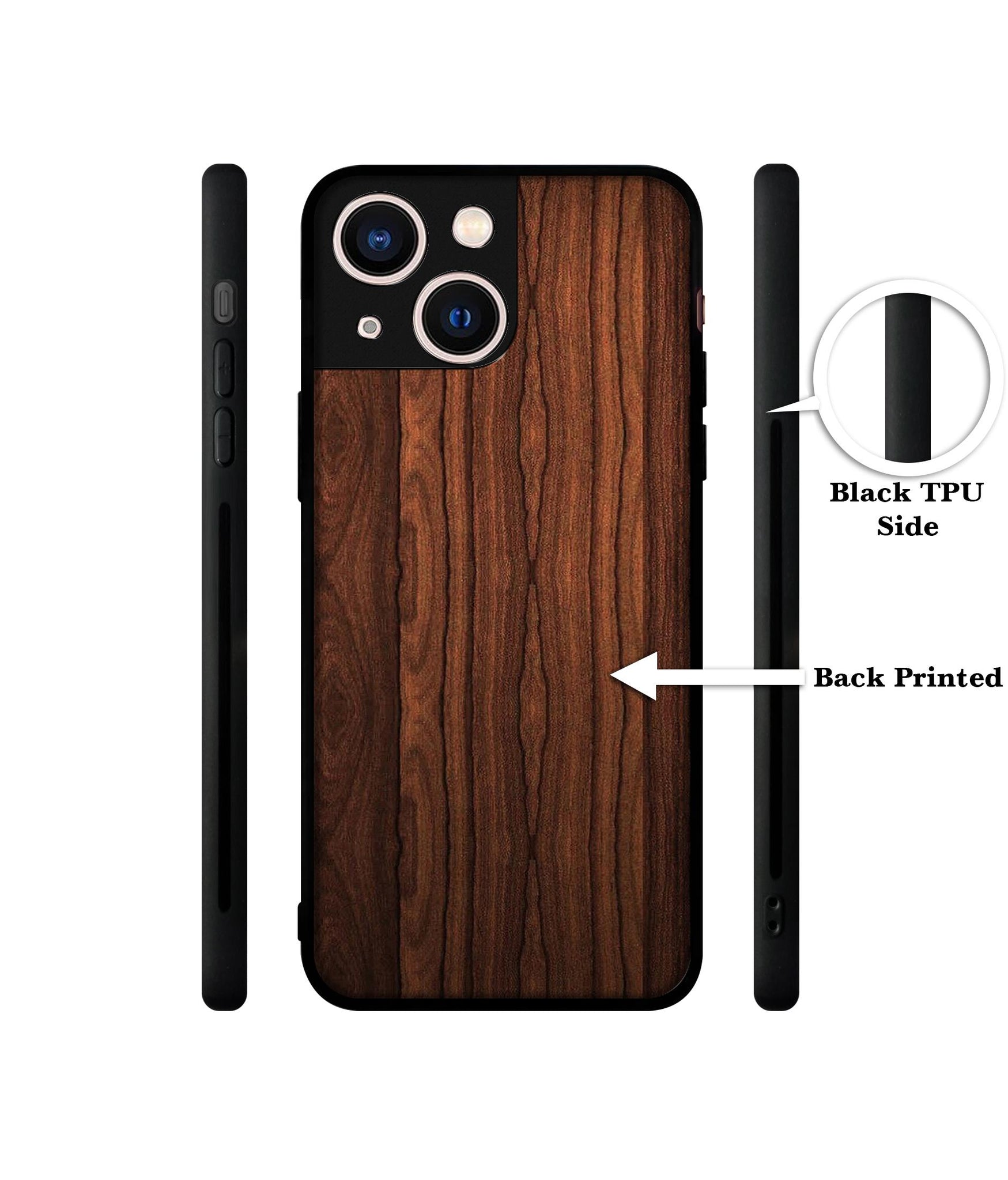 Brown Wooden Texture Designer 2D Printed Back Case Cover for Apple iPhone 13 Mini