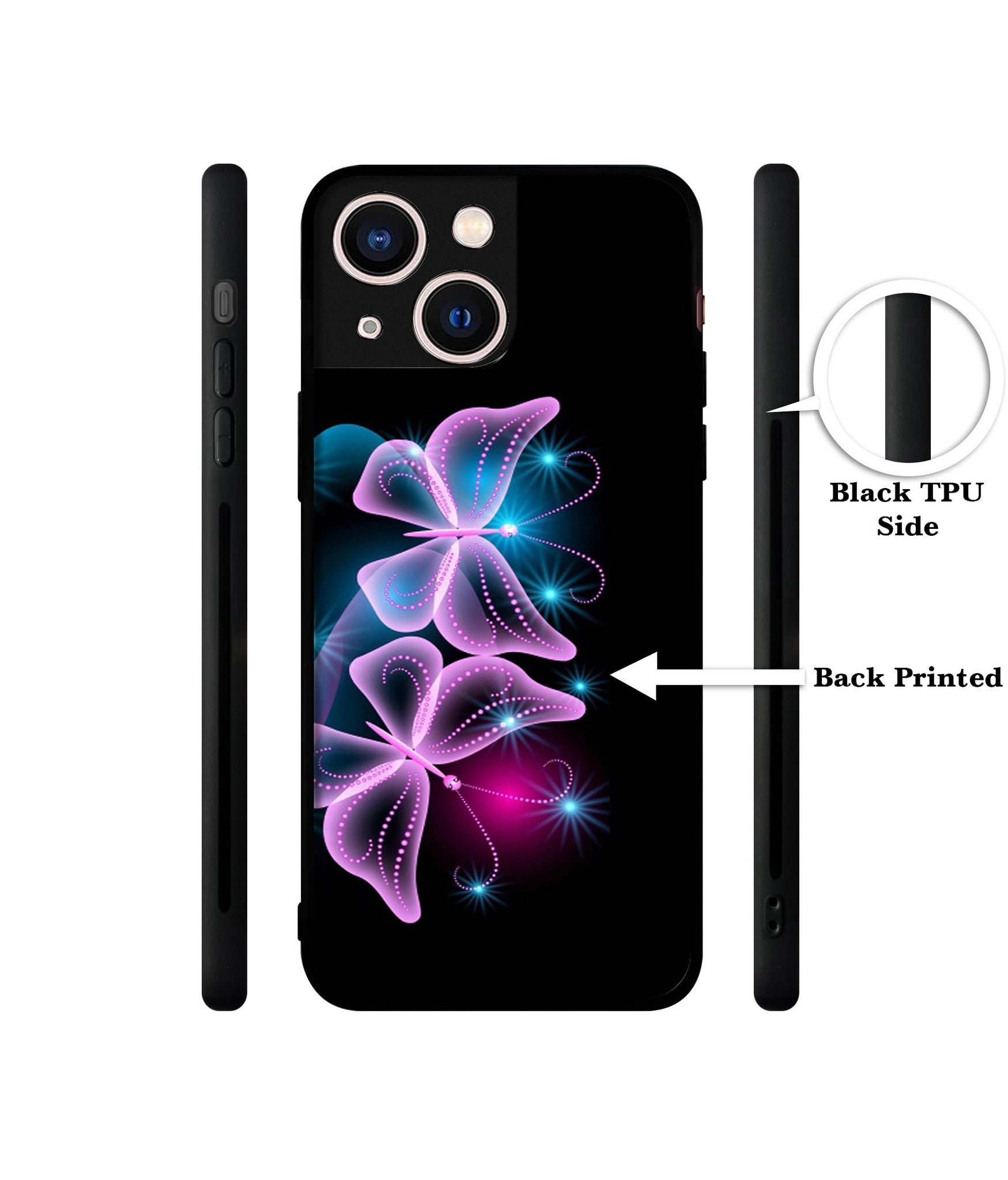 Butterflies Neon Light Designer 2D Printed Back Case Cover for Apple iPhone 13 Mini