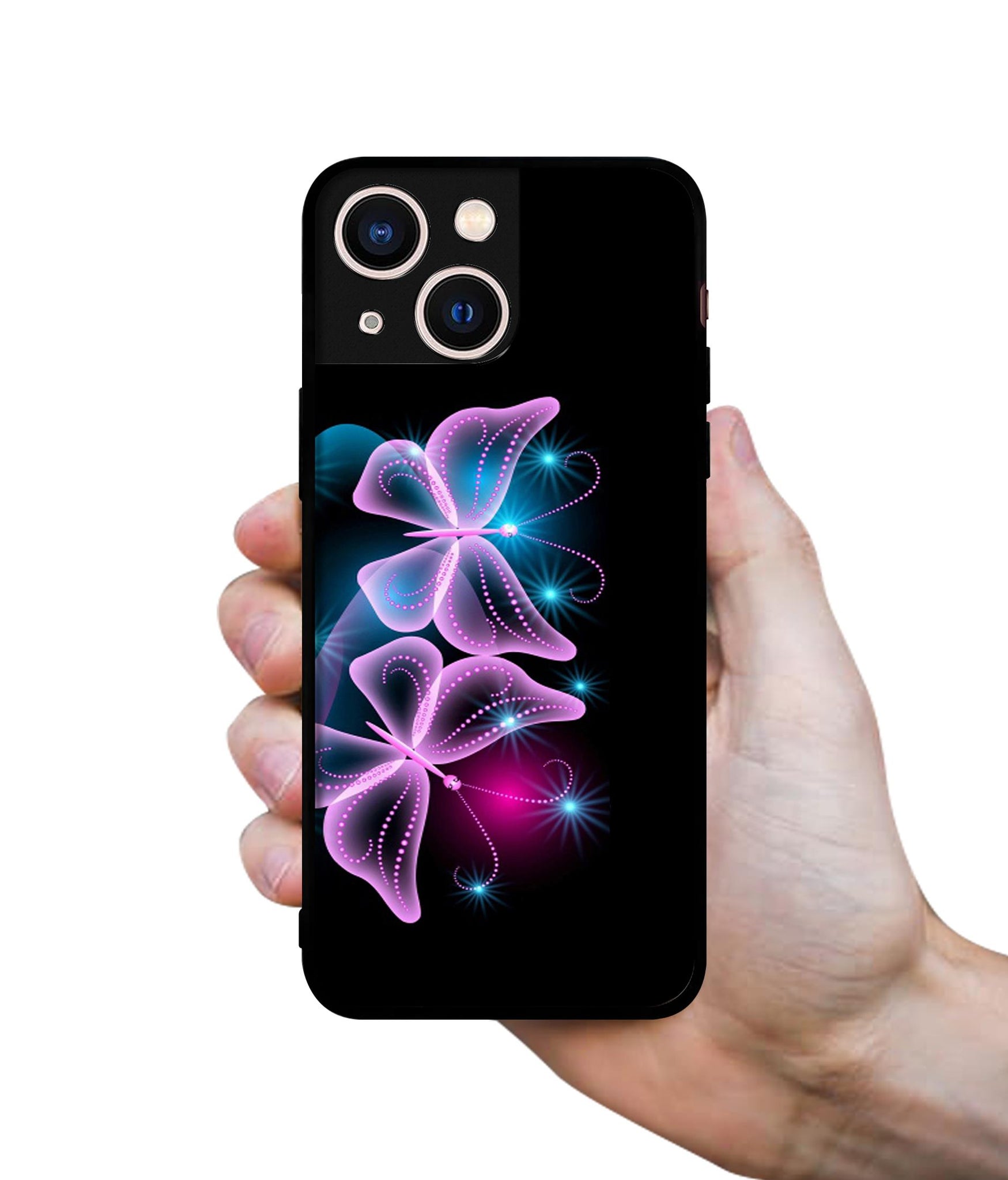 Butterflies Neon Light Designer 2D Printed Back Case Cover for Apple iPhone 13 Mini